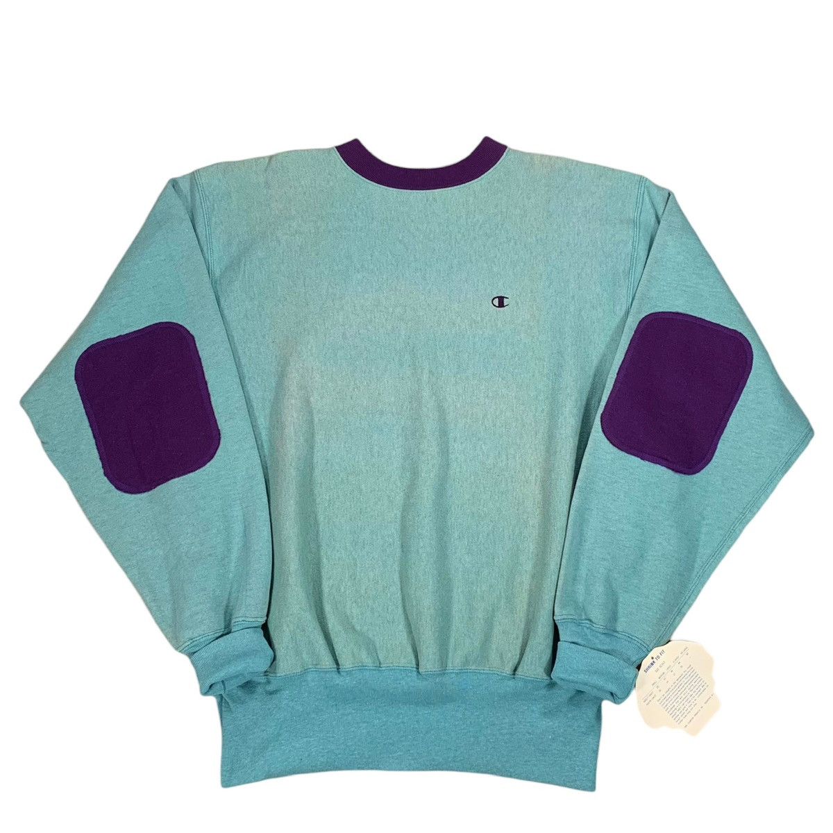 Champion VTG Champion Reverse Blue Purple Elbow Patch Sweatshirt Size US XL / EU 56 / 4 - 1 Thumbnail