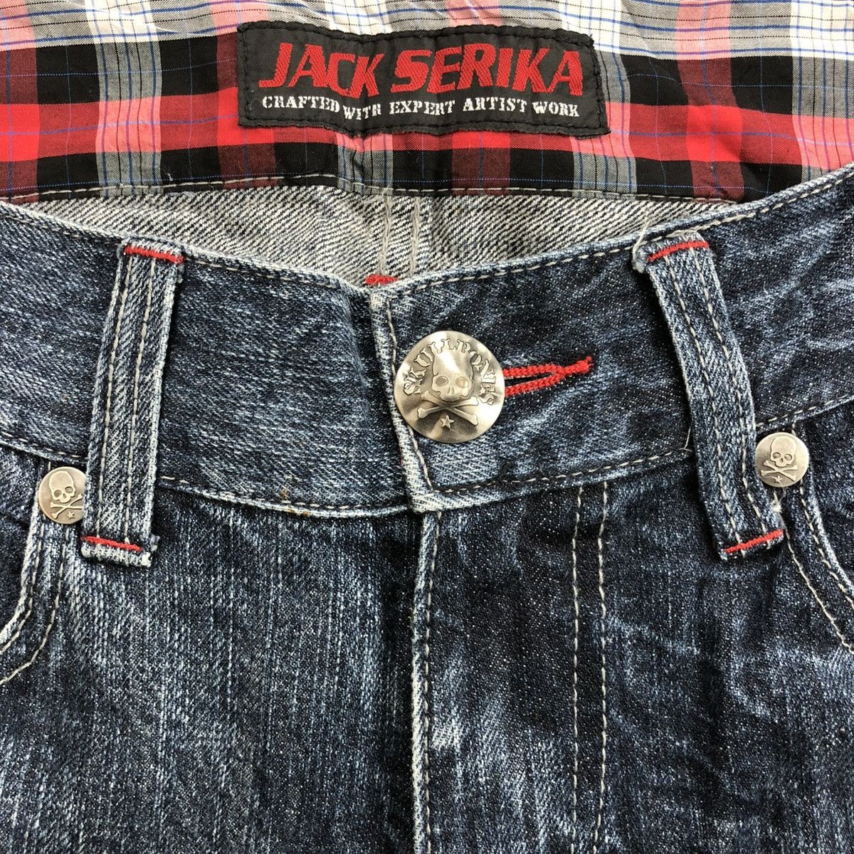 If Six Was Nine × Japanese Brand × Le Grande Bleu (L.G.B.) 2000s Jack Serika Painted Poem Punk Lgb Style Faded Jeans Size US 31 - 8 Thumbnail