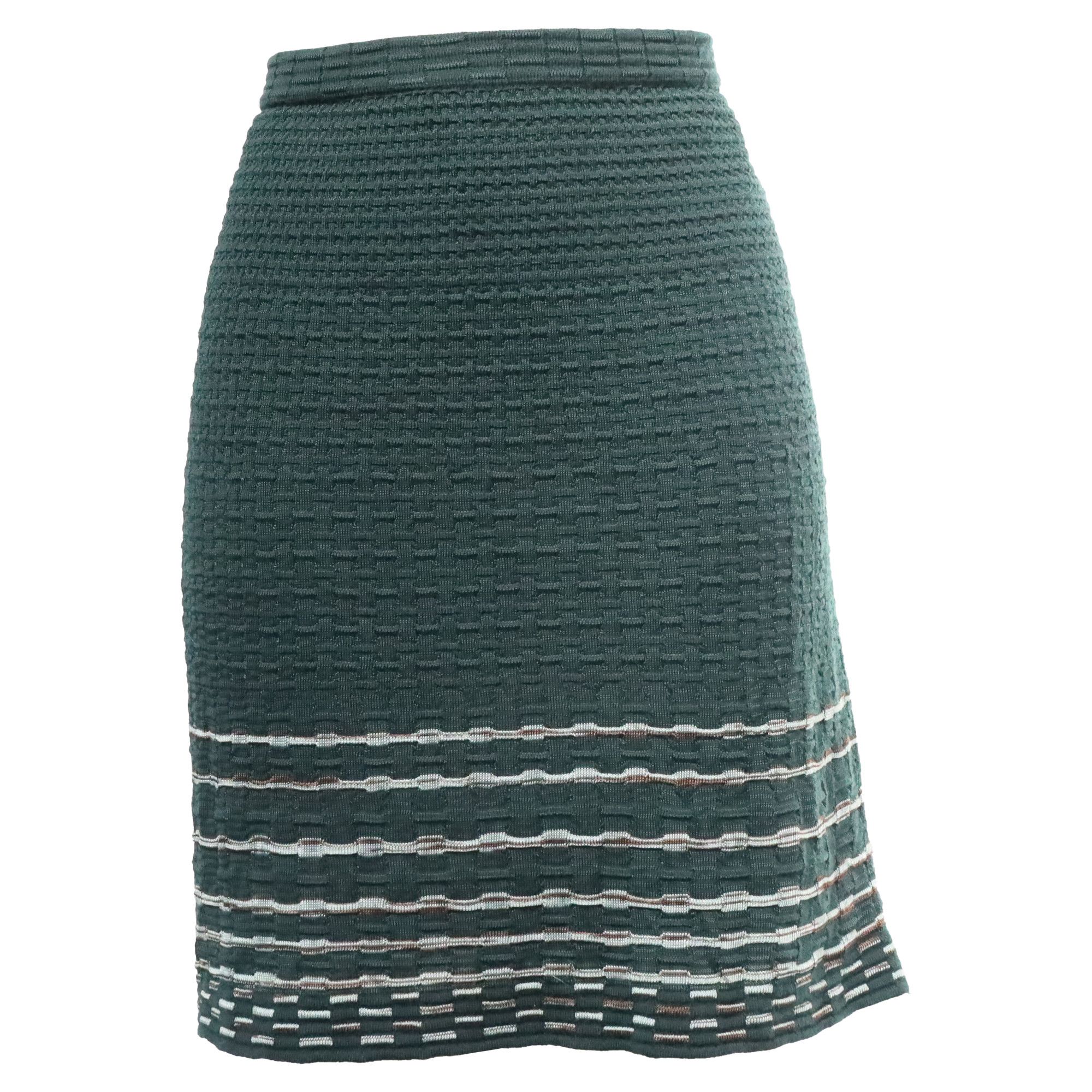 Missoni Missoni Knitted Stripe-Accent Mini Skirt in Olive Viscose Size 27" / US 4 / IT 40 - 1 Thumbnail