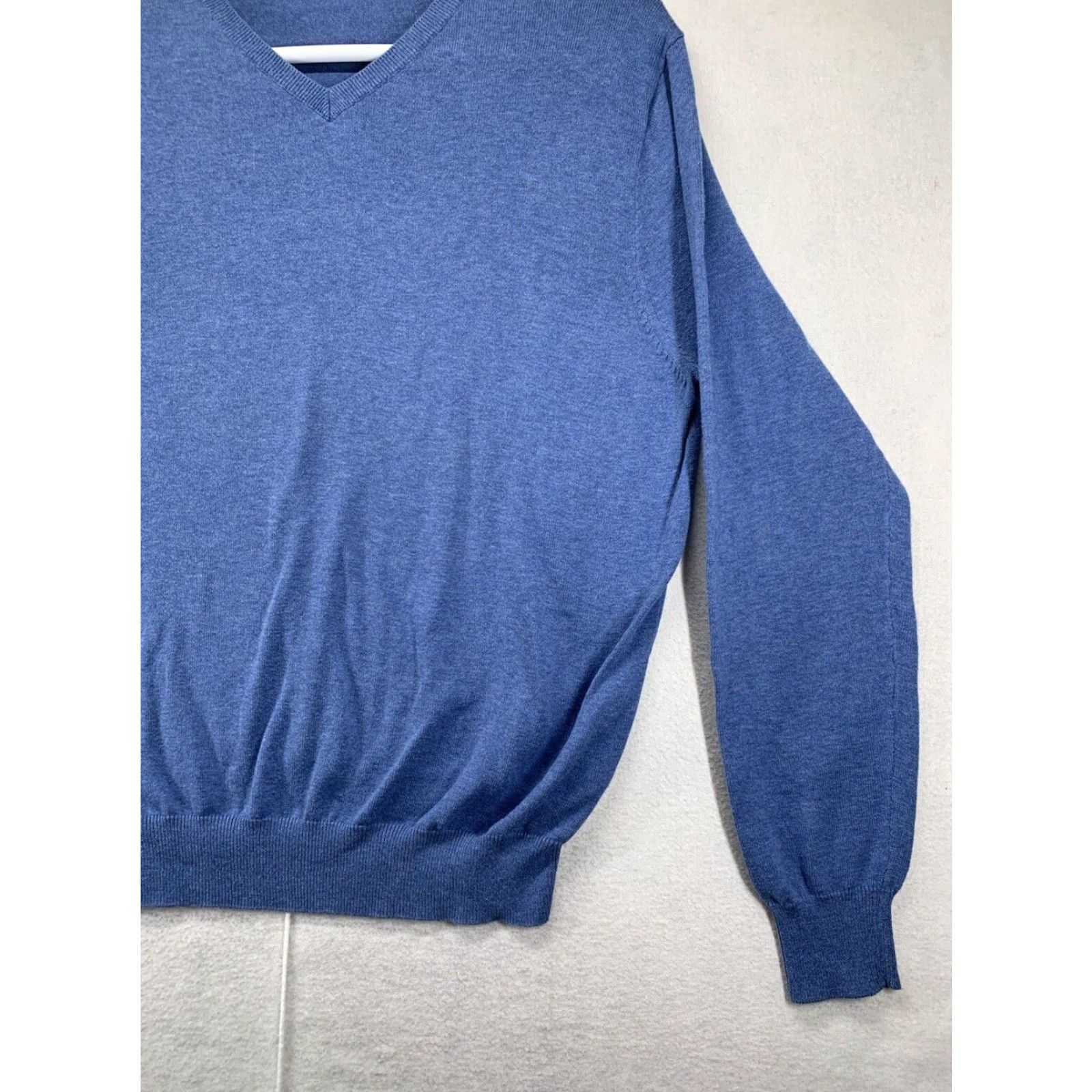 J.Crew VINTAGE J.CREW Men's V-Neck Sweater Pullover Knit Cotton Solid Blue Size XL Winter Fall Spring Size US XL / EU 56 / 4 - 3 Thumbnail