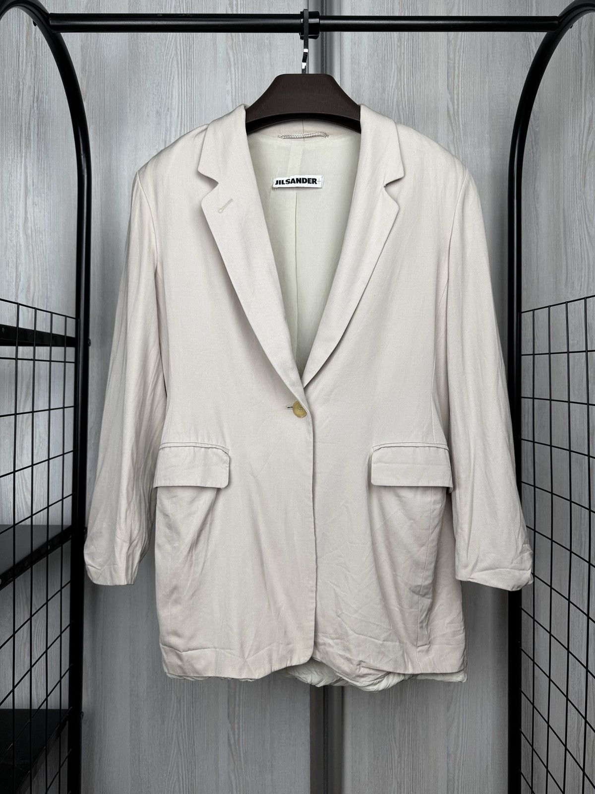 Jil Sander Jil Sander vintage 80s 90s creamy beige silk 1 button blazer Size S / US 4 / IT 40 - 2 Thumbnail