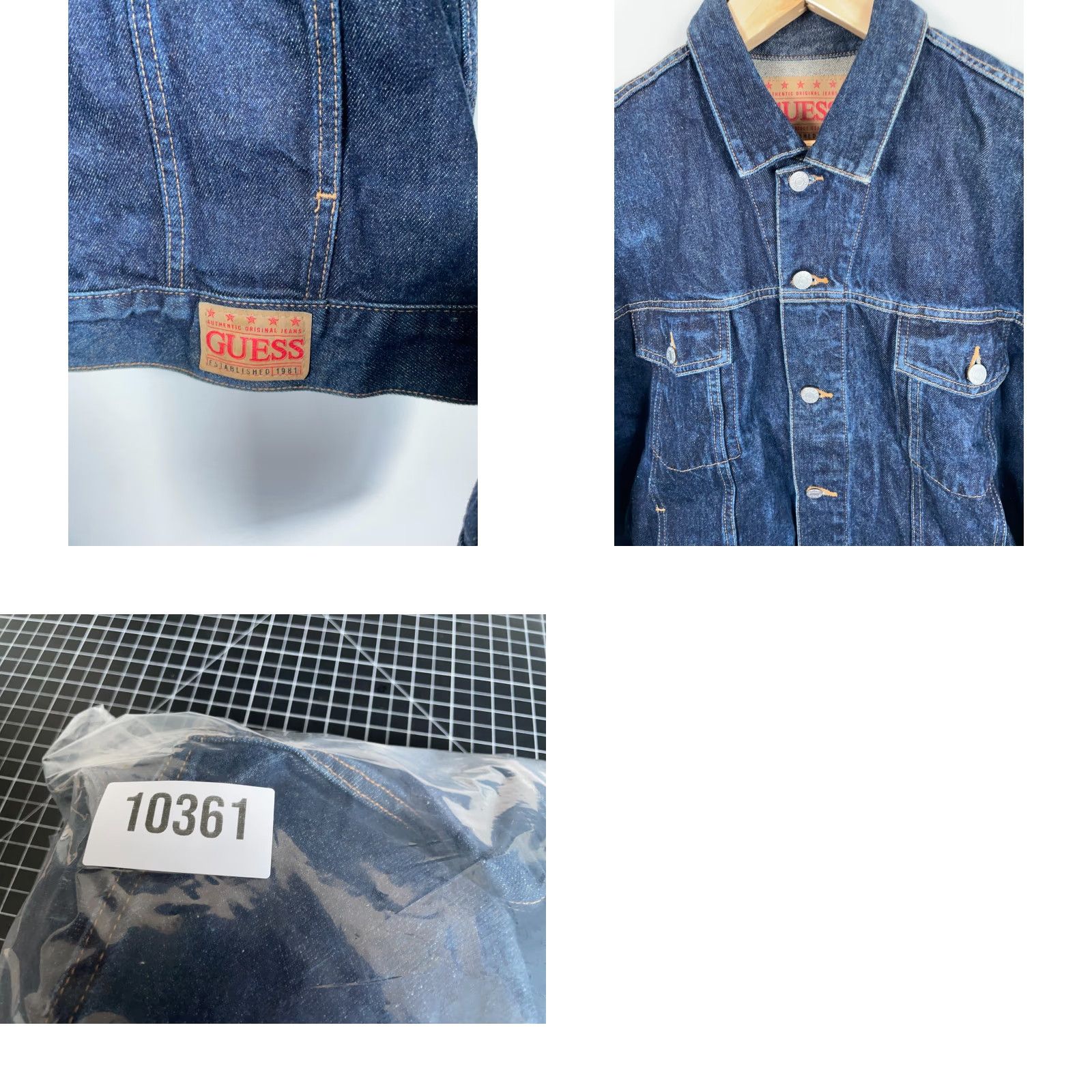 Guess VINTAGE GUESS Jeans Jacket Mens XL Dark Blue Denim Unlined Trucker 90s Retro Button Front Spin? Size US 36 / EU 52 - 9 Thumbnail