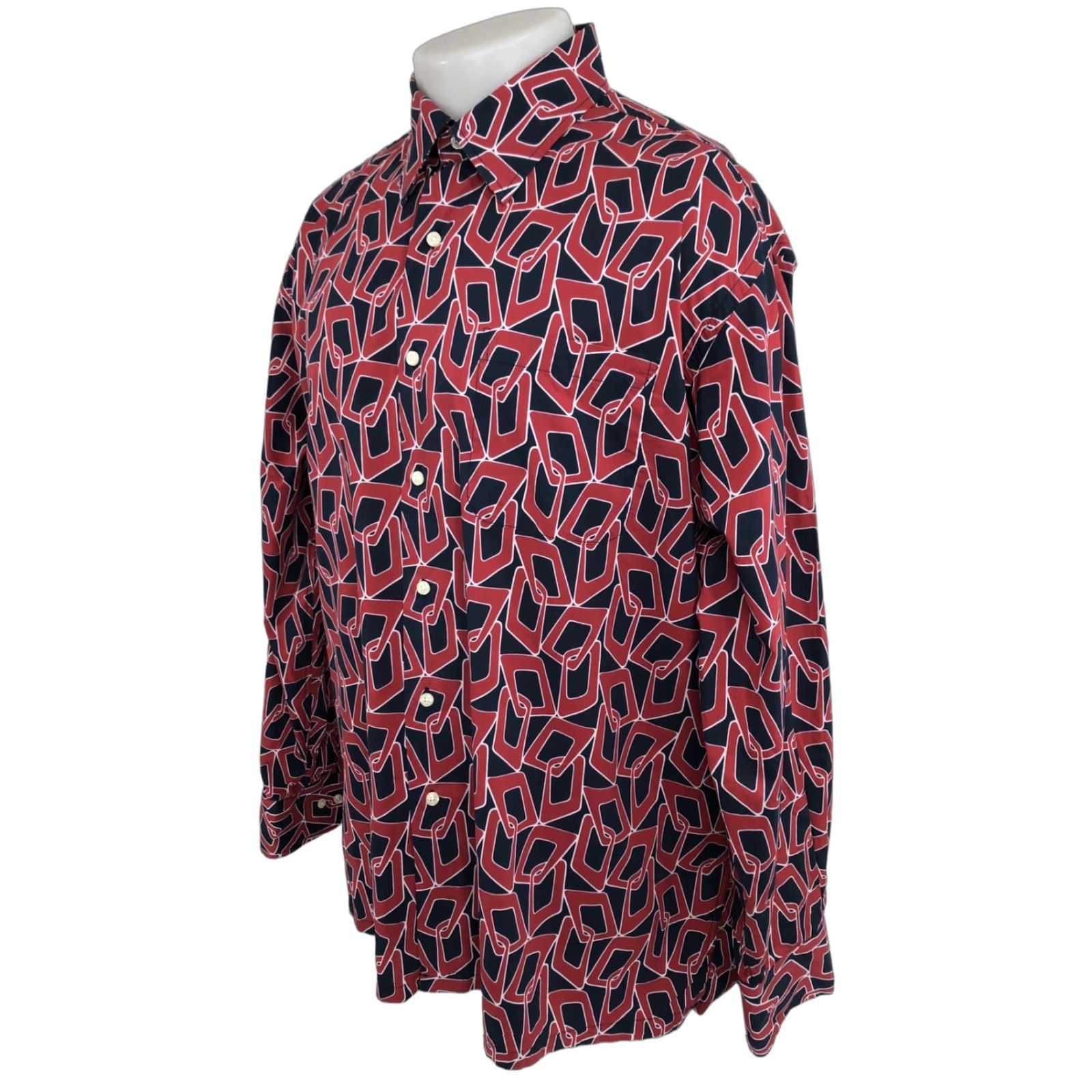 Vintage BULLock & Jones / USA - Abstract chain links Mens XL Shirt - EXCELLENT Size US XL / EU 56 / 4 - 1 Thumbnail