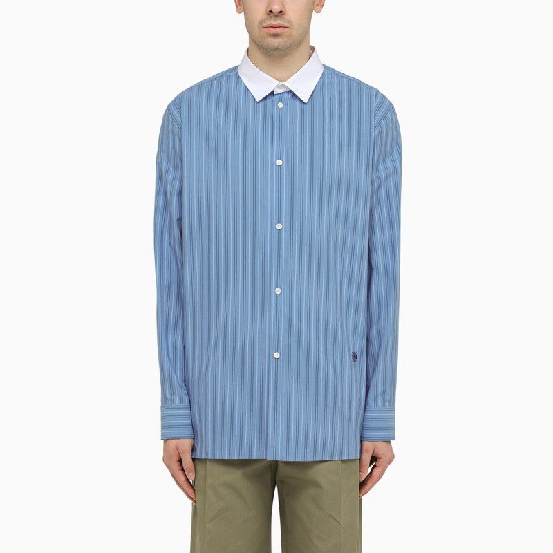image of Loewe Stone Blue Striped Long Sleeve Shirt, Men's (Size XL)