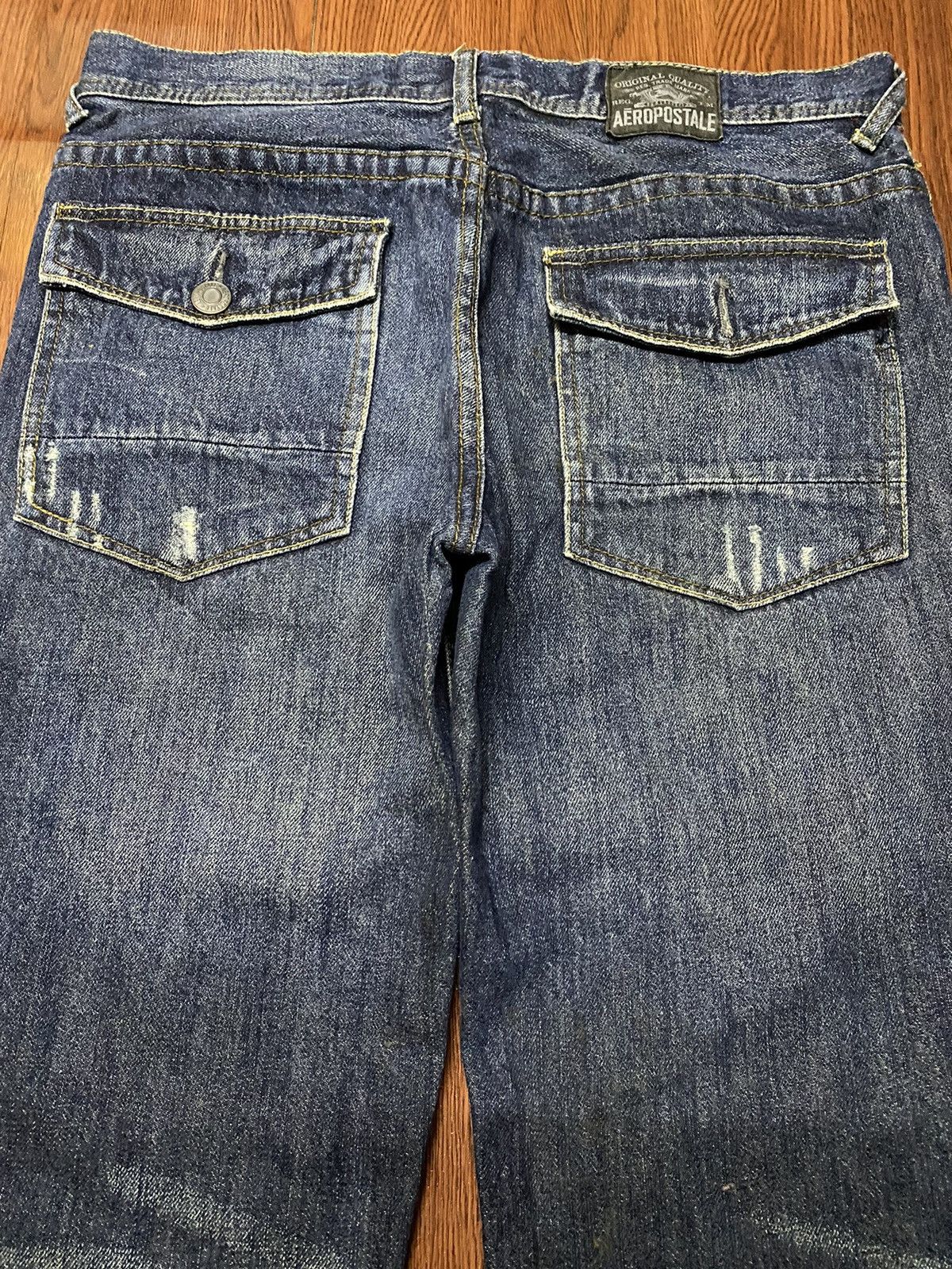 Aeropostale Vintage Aeropostale Slim bootcut Blue Wash Distressed Jeans Size US 34 / EU 50 - 6 Thumbnail