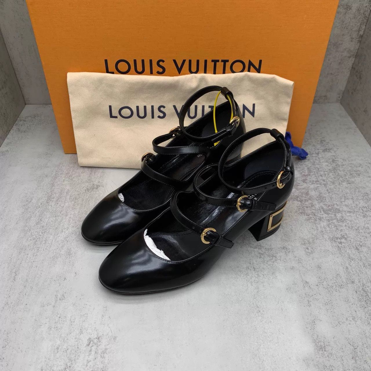 Louis Vuitton LV Black Mary Jane Heels 37.5 New Boxed Sample Size US 7 / IT 37 - 1 Thumbnail