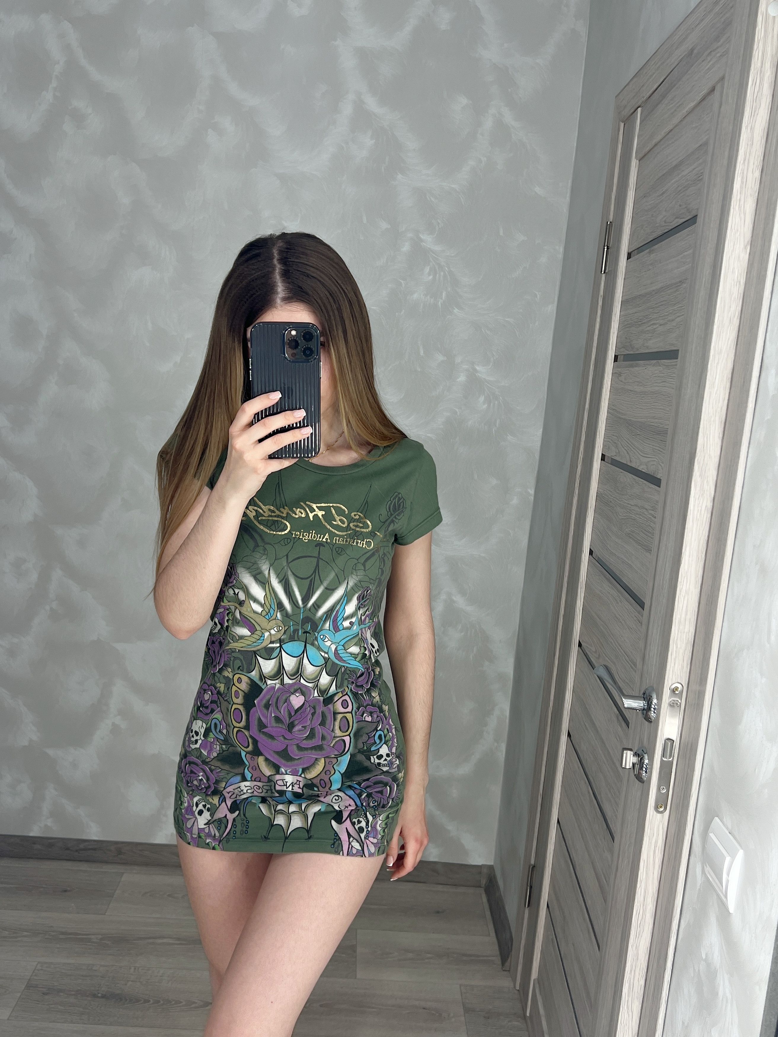 Christian Audigier × Ed Hardy Ed Hardy Mini Dress Tunica Love and Roses Skull & Bird Size S / US 4 / IT 40 - 7 Thumbnail