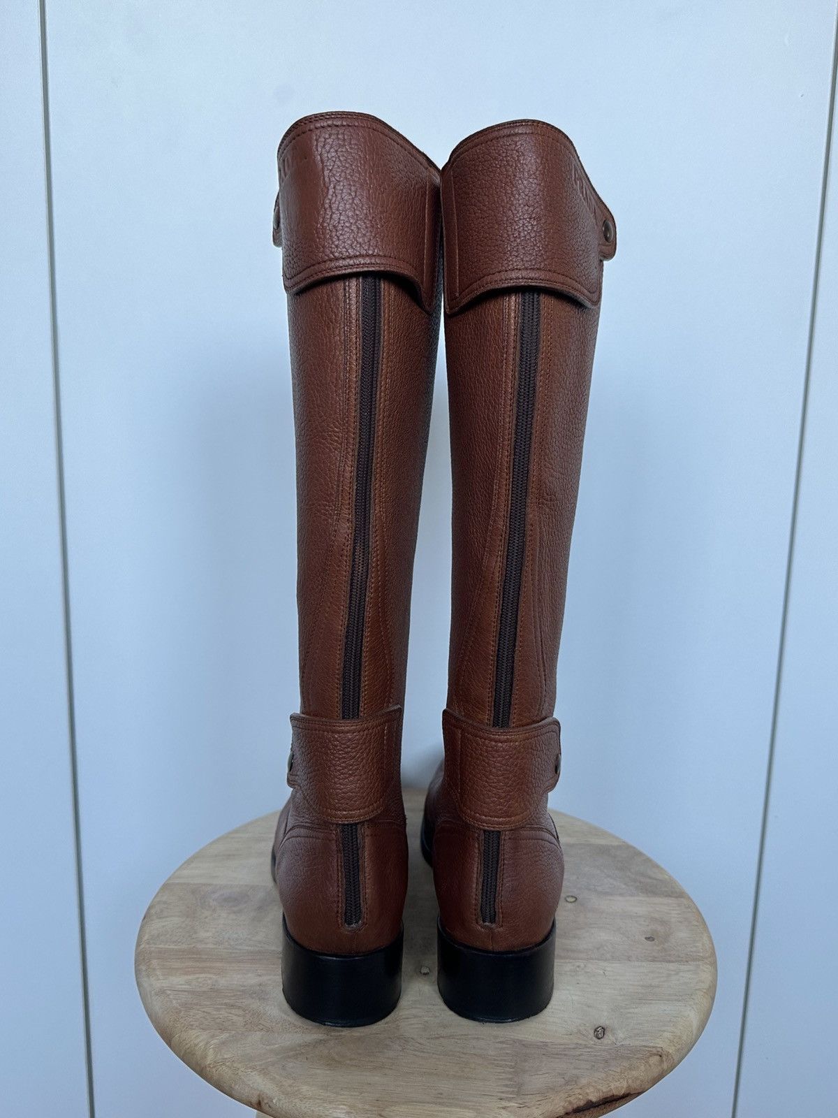 Prada Prada Brown Leather Knee High Riding Boots Designer Size US 6.5 / IT 36.5 - 4 Thumbnail