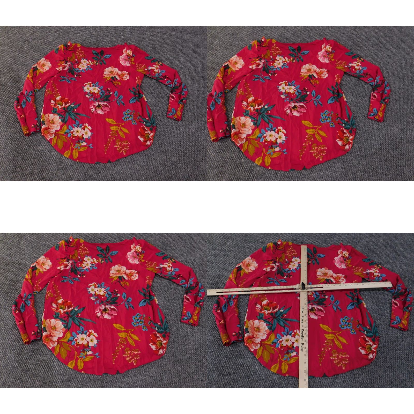 Loft LOFT Blouse Womens Small Red Floral Long Sleeve V-Neck Lightweight Top Size S / US 4 / IT 40 - 8 Thumbnail