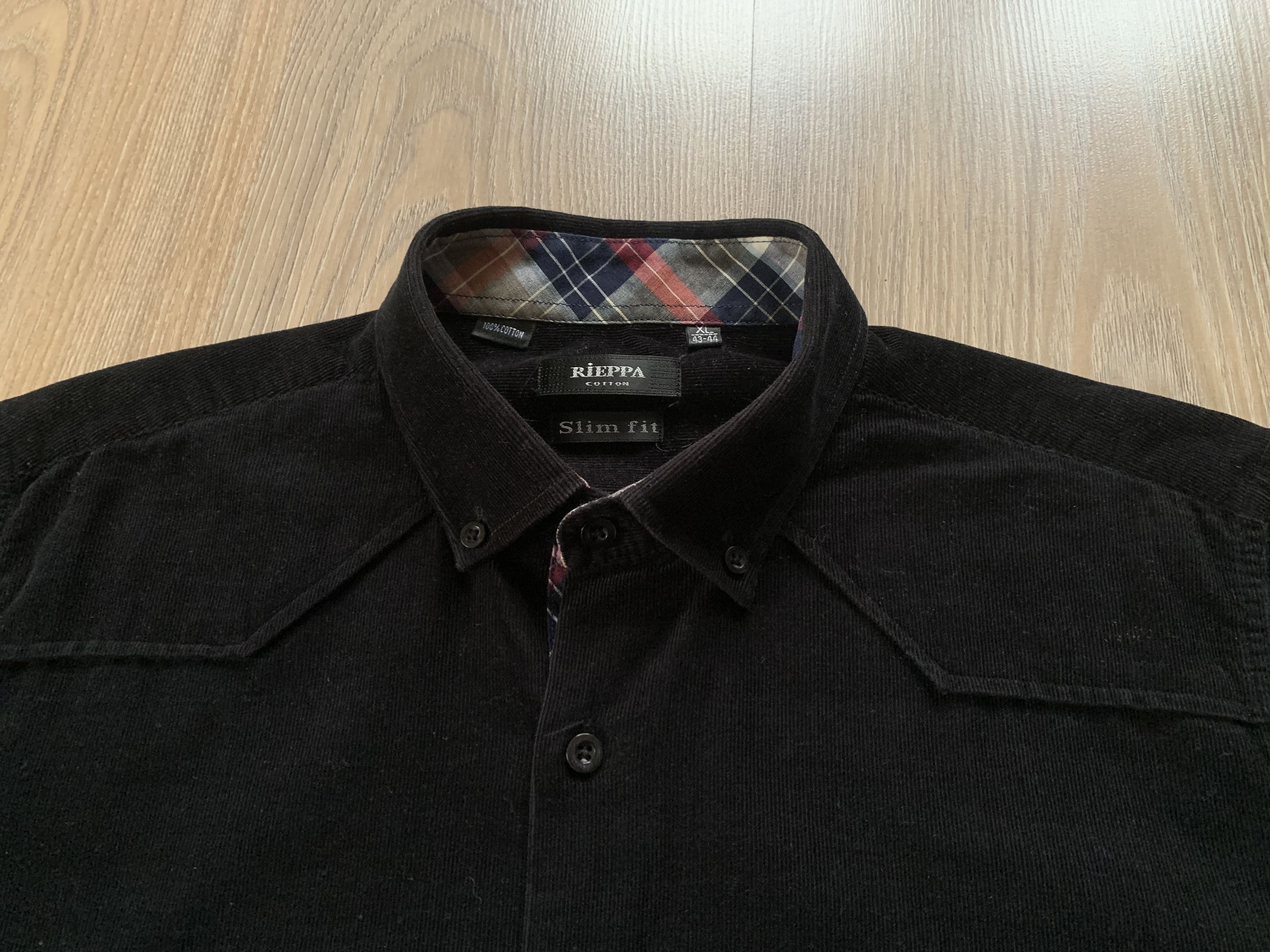 Other Rieppa Slim Fit Mens Black Micro Corduroy Shirt Size US XL / EU 56 / 4 - 5 Thumbnail