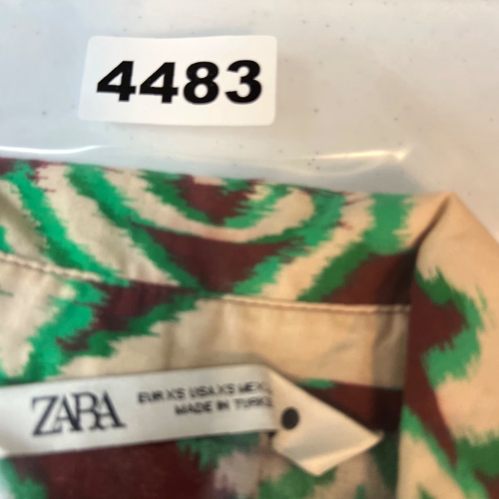 Zara Zara Blouse Womens XS Ikat Print Tie-Front 100% Cotton Long Sleeve Multicolor Size XS / US 0-2 / IT 36-38 - 7 Thumbnail