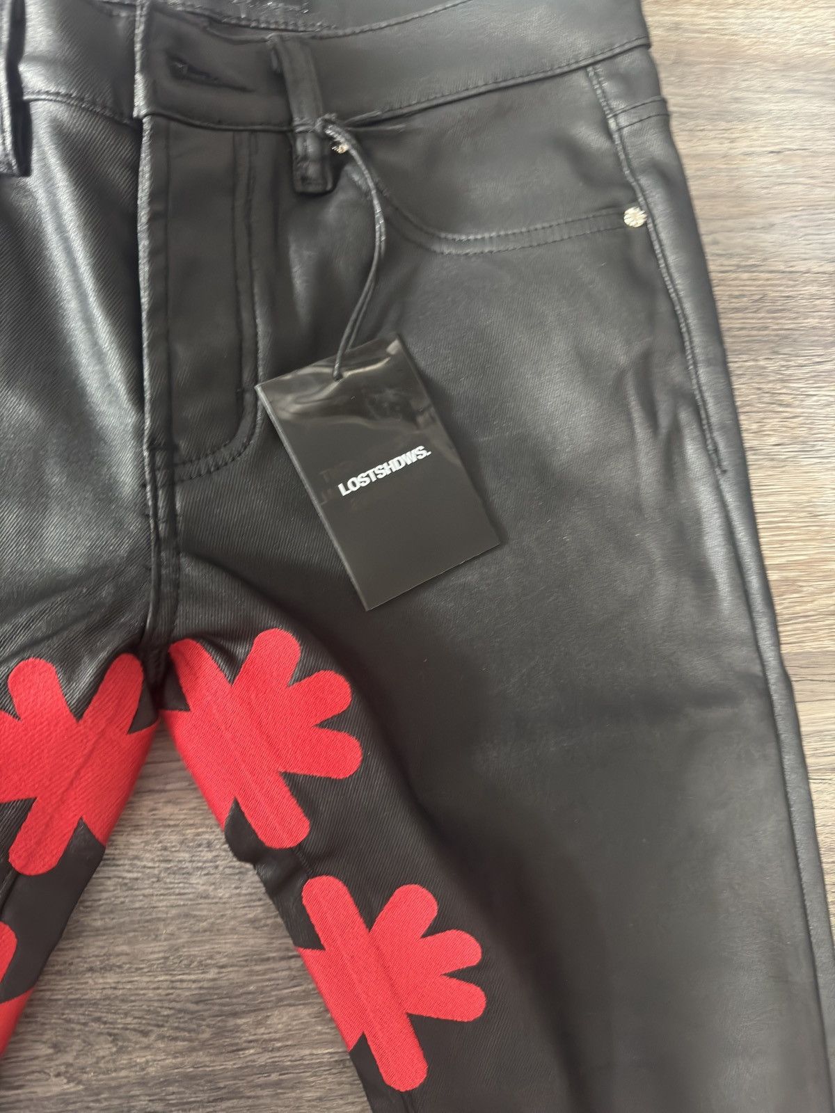 LOSTSHDWS LOSTSHDWS BLACK WAXED PANT SUN LOGO (RED) Size US 30 / EU 46 - 4 Thumbnail