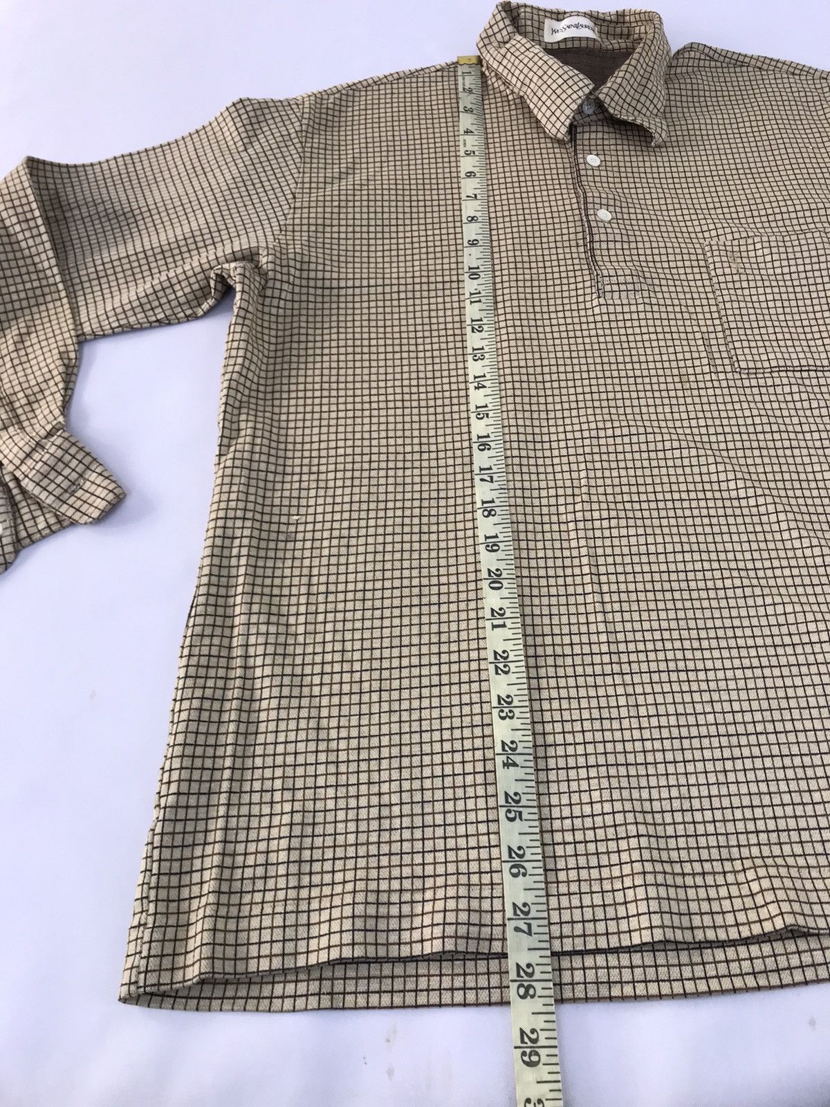 Vintage Yves Saint Lauren Single Pocket Checked Polo Printed Size US L / EU 52-54 / 3 - 10 Thumbnail
