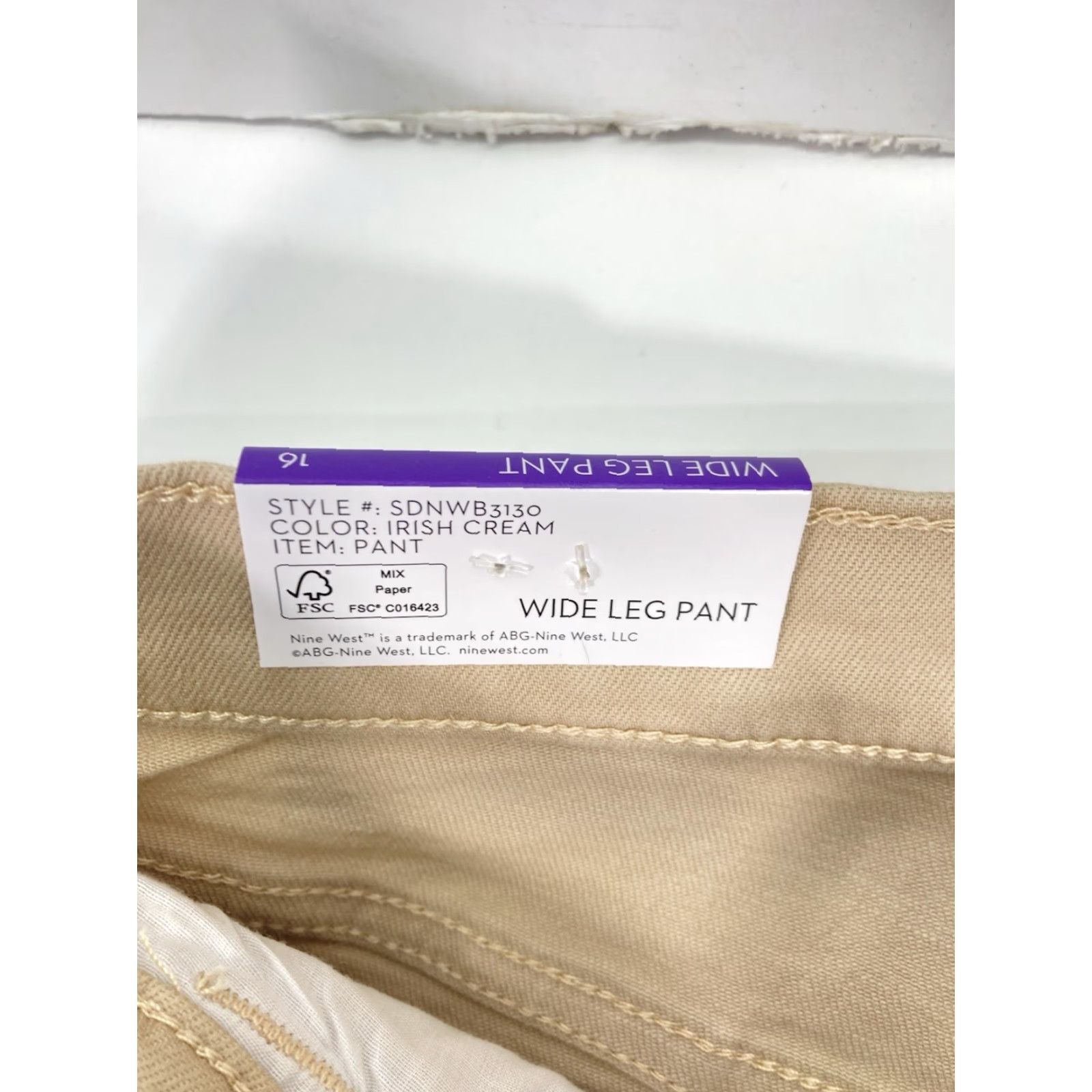 Nine West Nine West Pants Women Sz 16 Wide-Leg Beige Khaki Stretch Cotton Blend NWT 38x34 China Vietnam Spring Summer Fall Regular Men/Women? Size 38" / US 16 / IT 52 - 7 Thumbnail