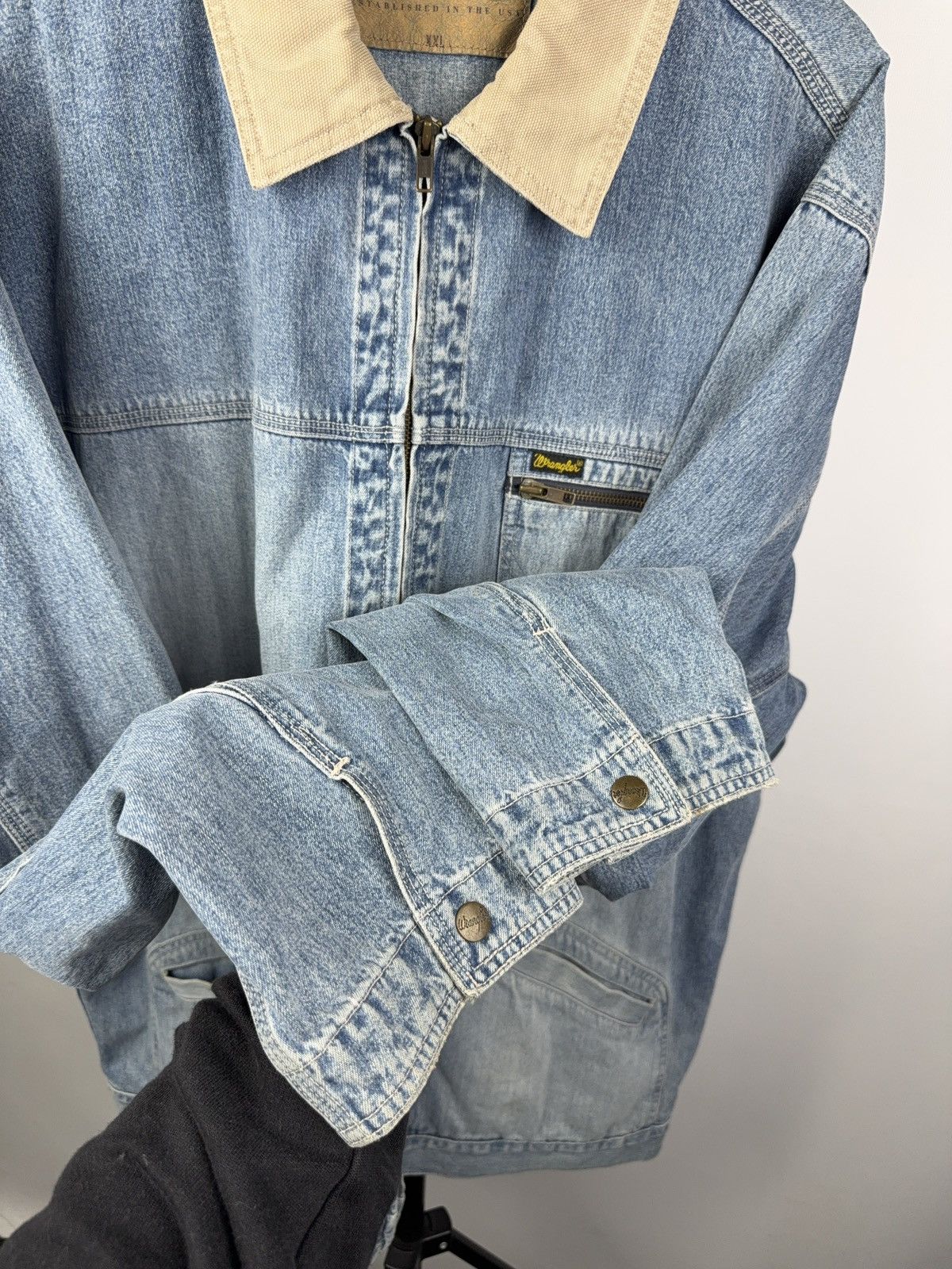 Wrangler Vintage Retro 90s Wrangler Western Cowboy Denim Work Jacket Size US XXL / EU 58 / 5 - 11 Thumbnail