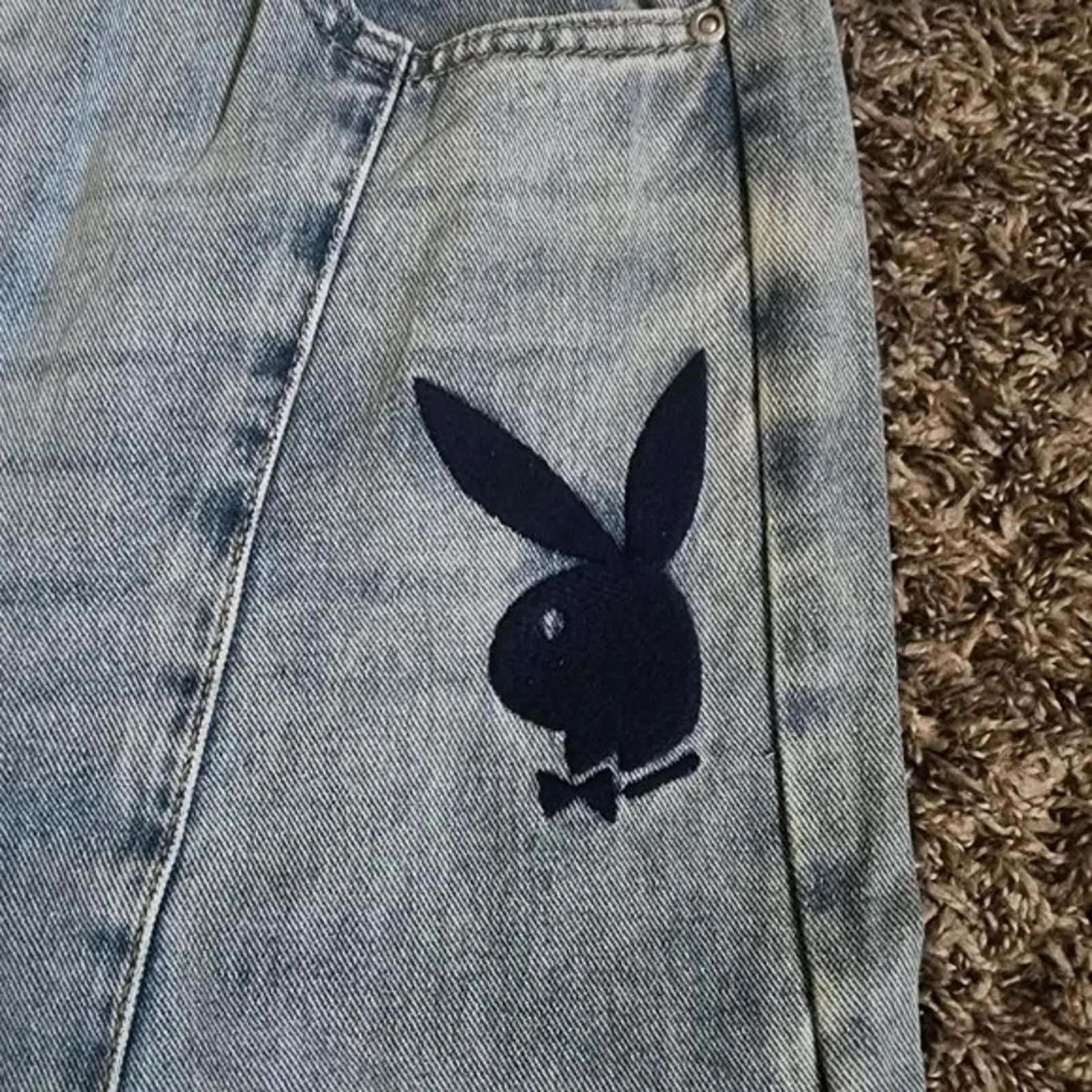 Playboy PLAYBOY SUPER FLARE BAGGY ELASTIC BACK BUNNY LOGO DENIM JEAN Size 28" / US 6 / IT 42 - 4 Thumbnail