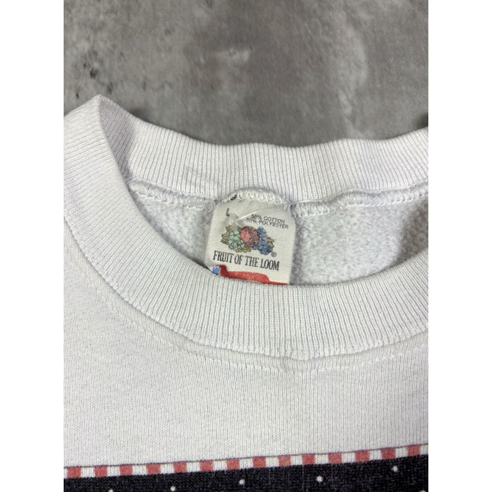 Fruit Of The Loom Vintage 80s Polar Bear Christmas Snowflake Sweatshirt White Pullover L Size US L / EU 52-54 / 3 - 5 Thumbnail