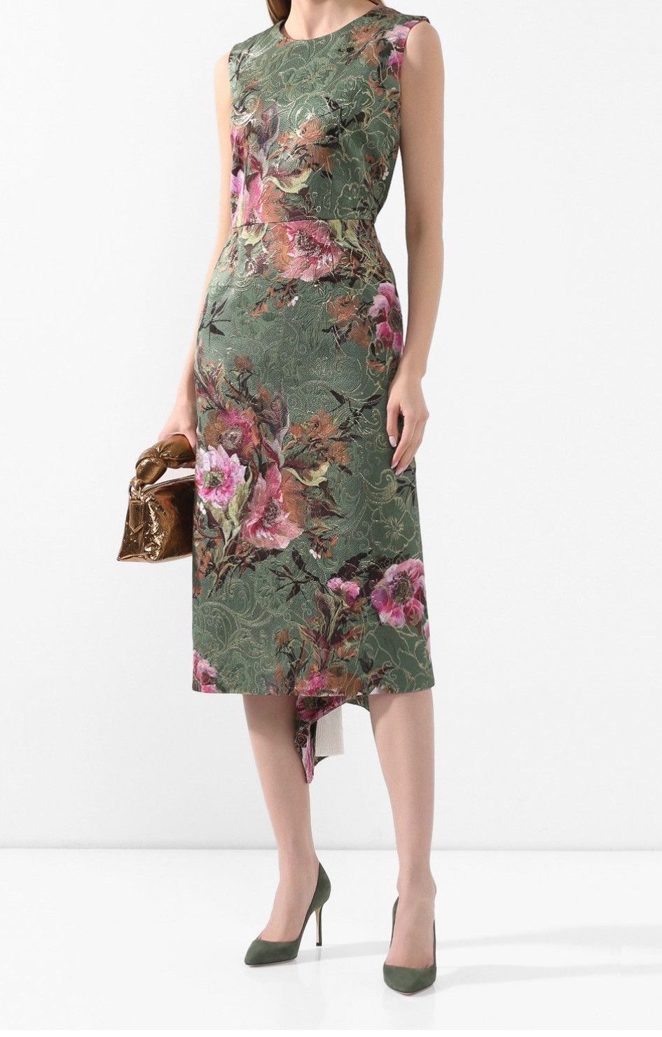 image of Comme Des Garcons Floral Midi Dress Comme Des Garçons in Green, Women's (Size Medium)