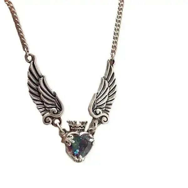 Japanese Brand Gothic Heart Crown Angel Wings Pendant Necklaces Size ONE SIZE - 4 Thumbnail