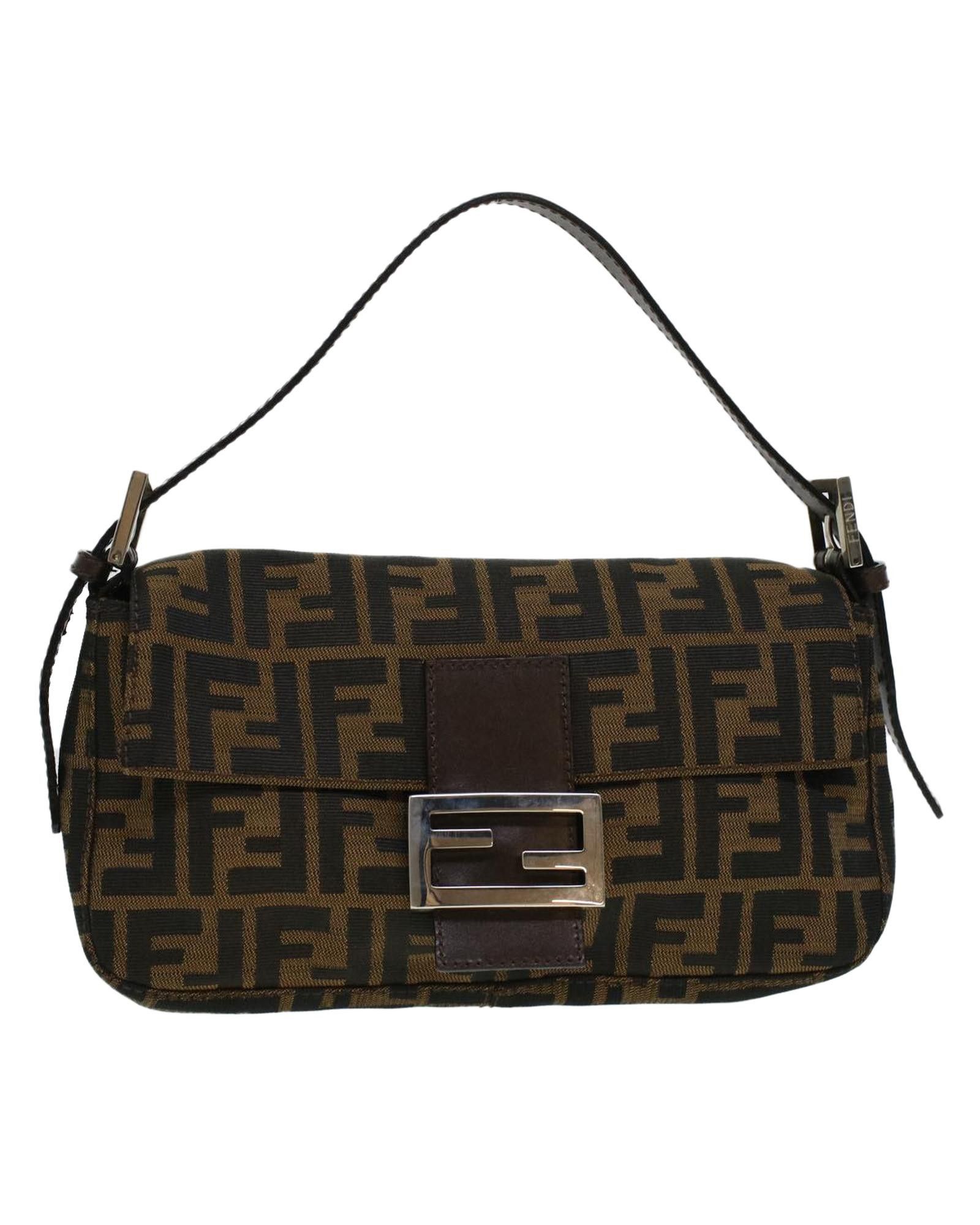 image of Fendi Elegant Zucca Canvas Shoulder Bag in Brown, Women's