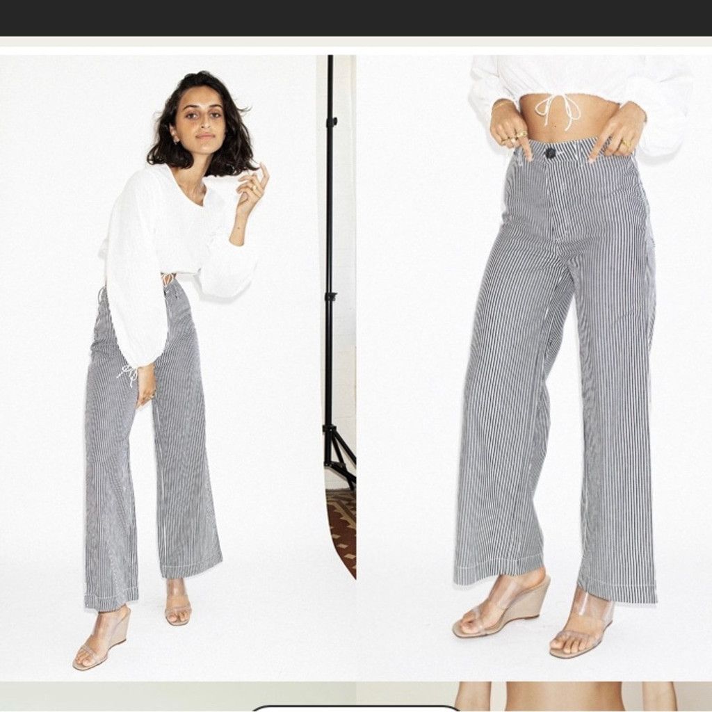 Rolla's ROLLA'S Old Mate Striped Navy White High Waist Pants sz 26 Size 26" / US 2 / IT 38 - 1 Thumbnail