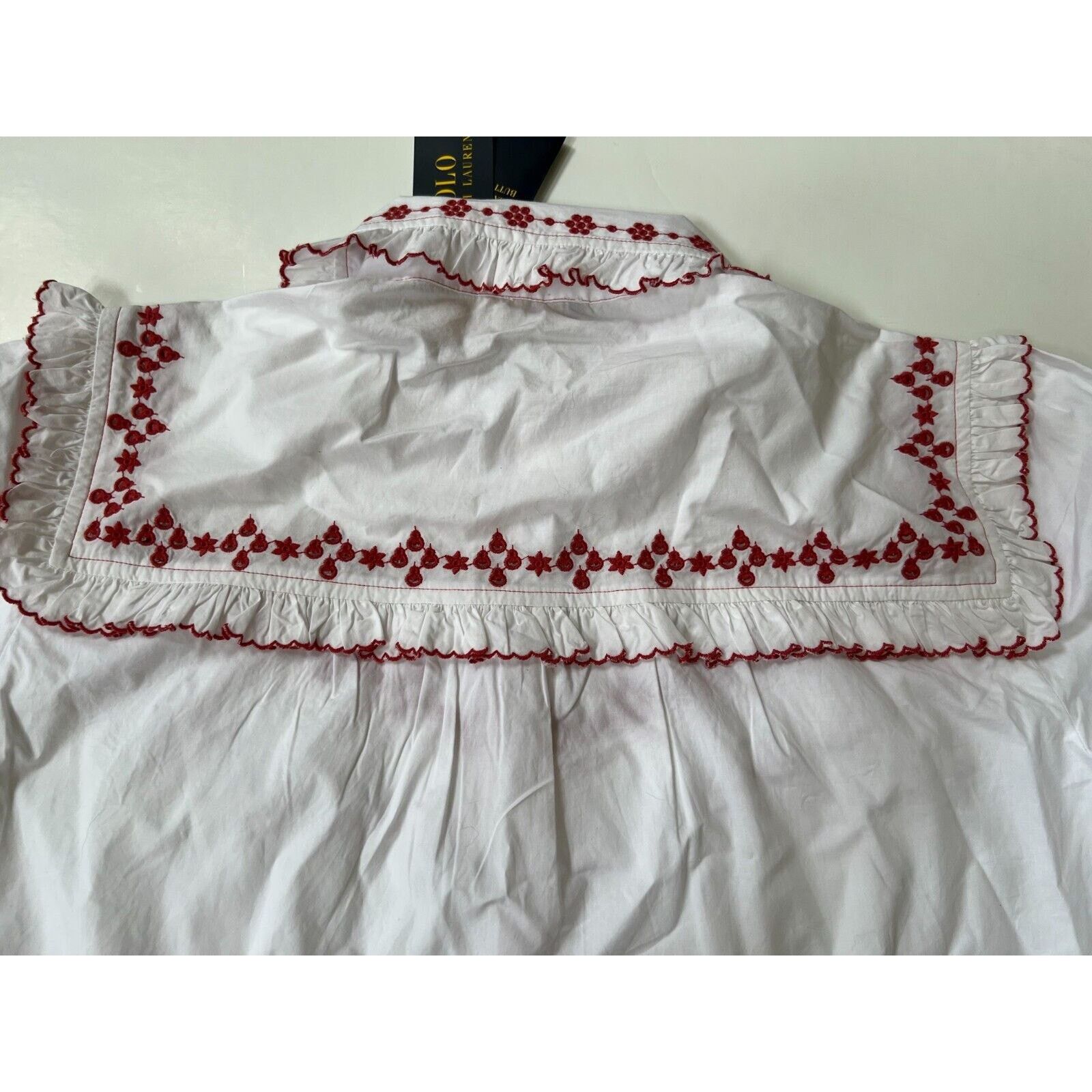 Polo Ralph Lauren Ralph Lauren White Embroidered Button Front Shirt Blouse L Size L / US 10 / IT 46 - 6 Thumbnail