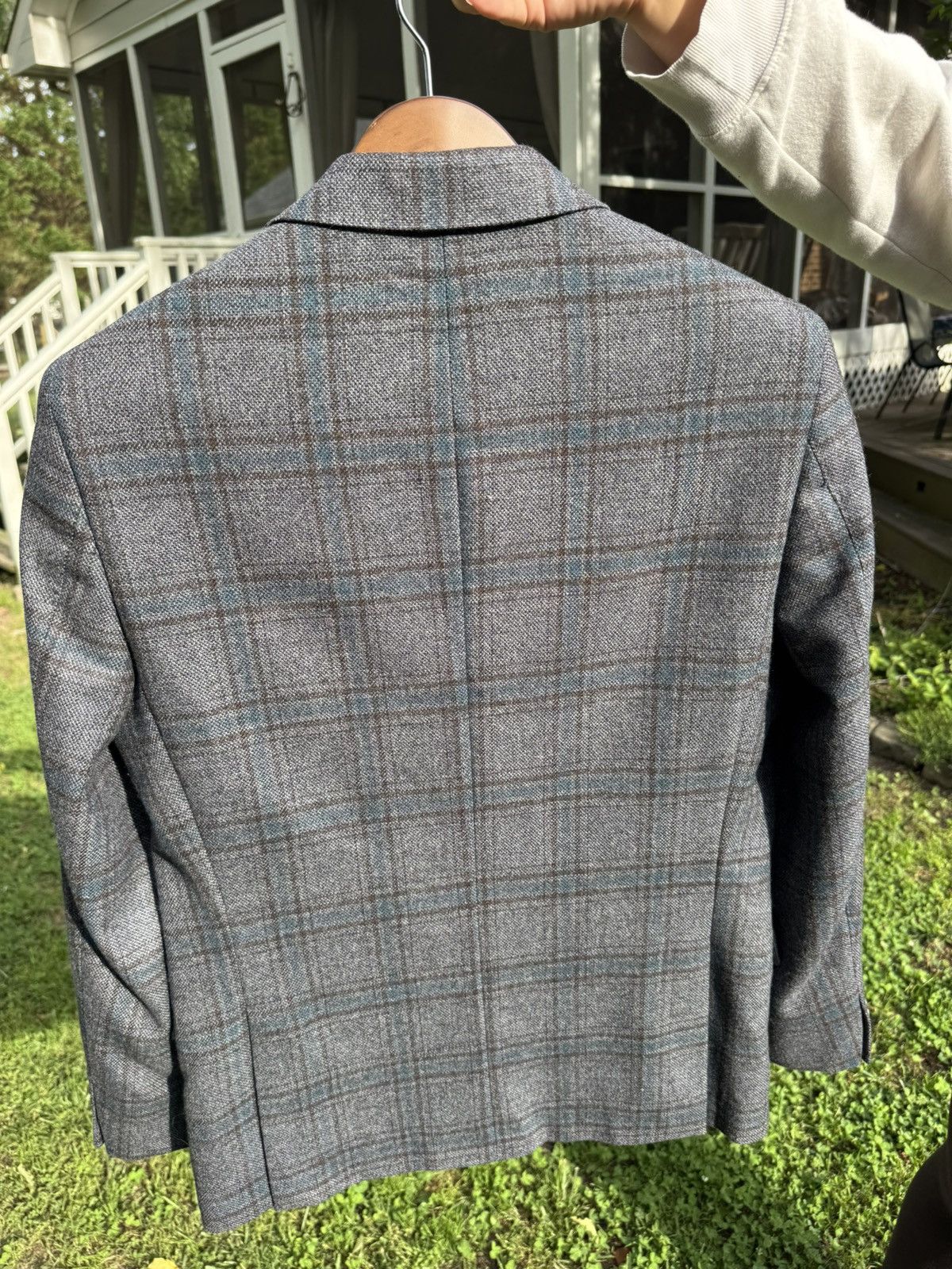 Other E. Thomas Blazer 38r Super 130s & Cashmere Checked Dual Vent Size 38R - 6 Thumbnail