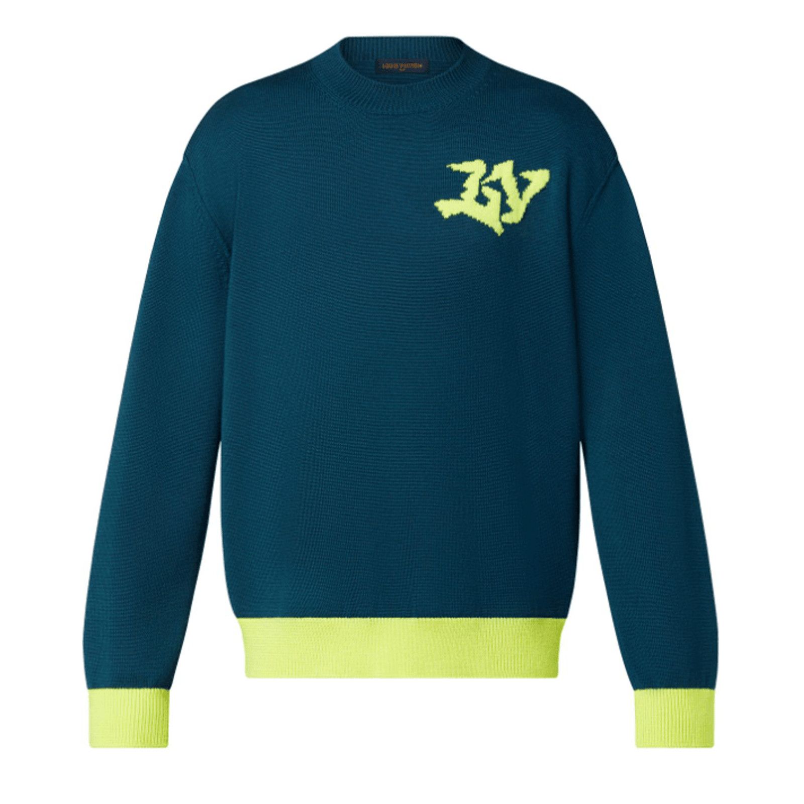 Image of Louis Vuitton Signature Crewneck Blue Graph Green, Men's (Size XL)