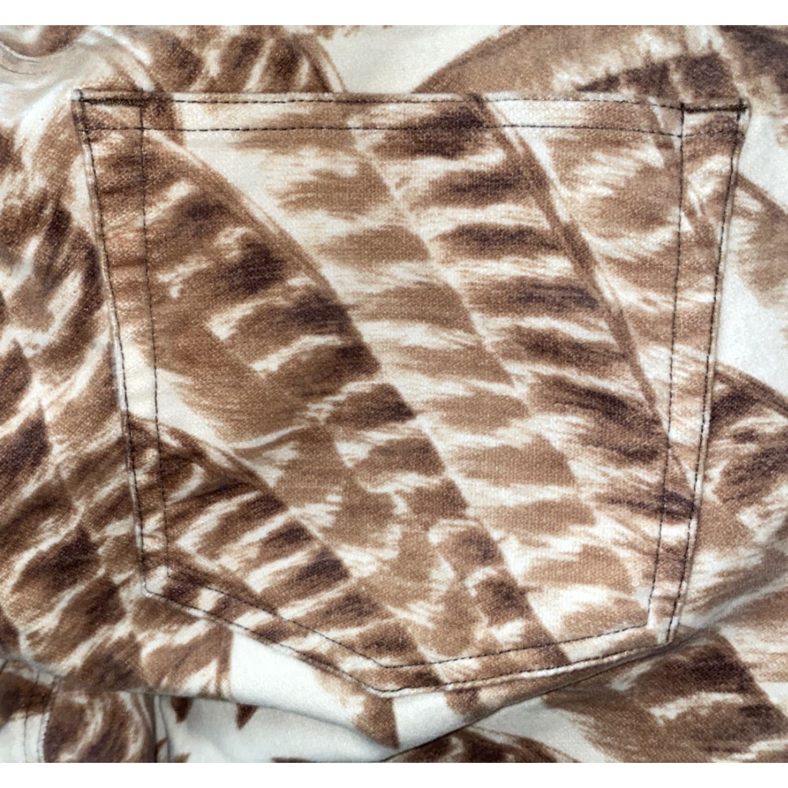 Ralph Lauren Lauren Ralph Lauren Womens Pants Brown/White Leaf Print Size 10 Casual Cotton Flat Front Mid Rise 30.5 Inseam Womens Size 32" / US 10 / IT 46 - 6 Thumbnail