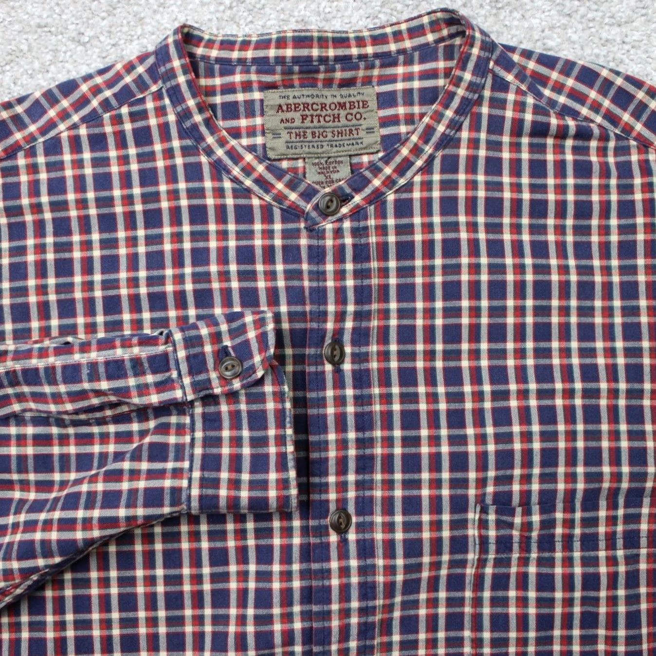 Abercrombie & Fitch Abercrombie & Fitch The Big Shirt Mens XL Red/Blue VTG 100% Cotton Long Sleeve Size US XL / EU 56 / 4 - 2 Thumbnail
