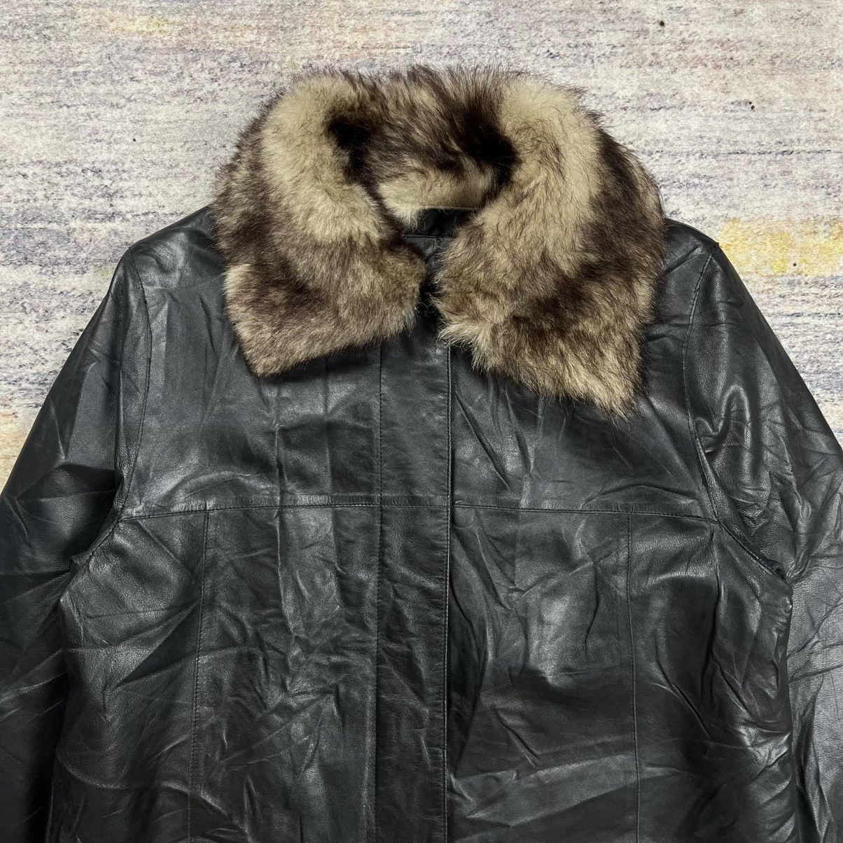 Fendi Vintage Fendi fur collar leather coat jacket Size S / US 4 / IT 40 - 2 Thumbnail