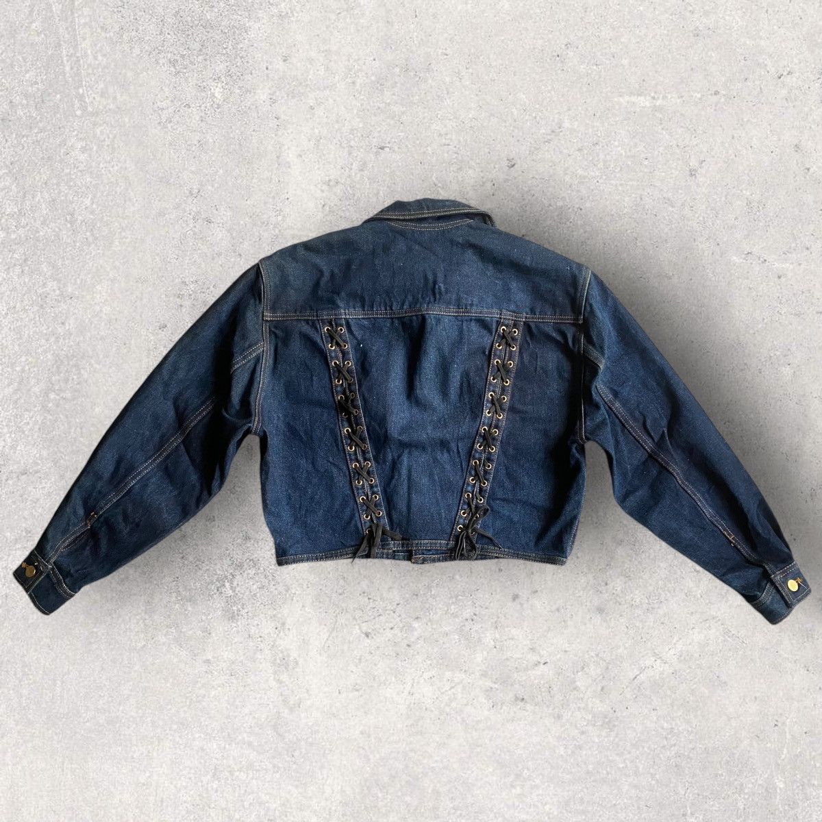Jean Paul Gaultier Back Lace Up Cropped Denim Jacket Size US S / EU 44-46 / 1 - 2 Thumbnail