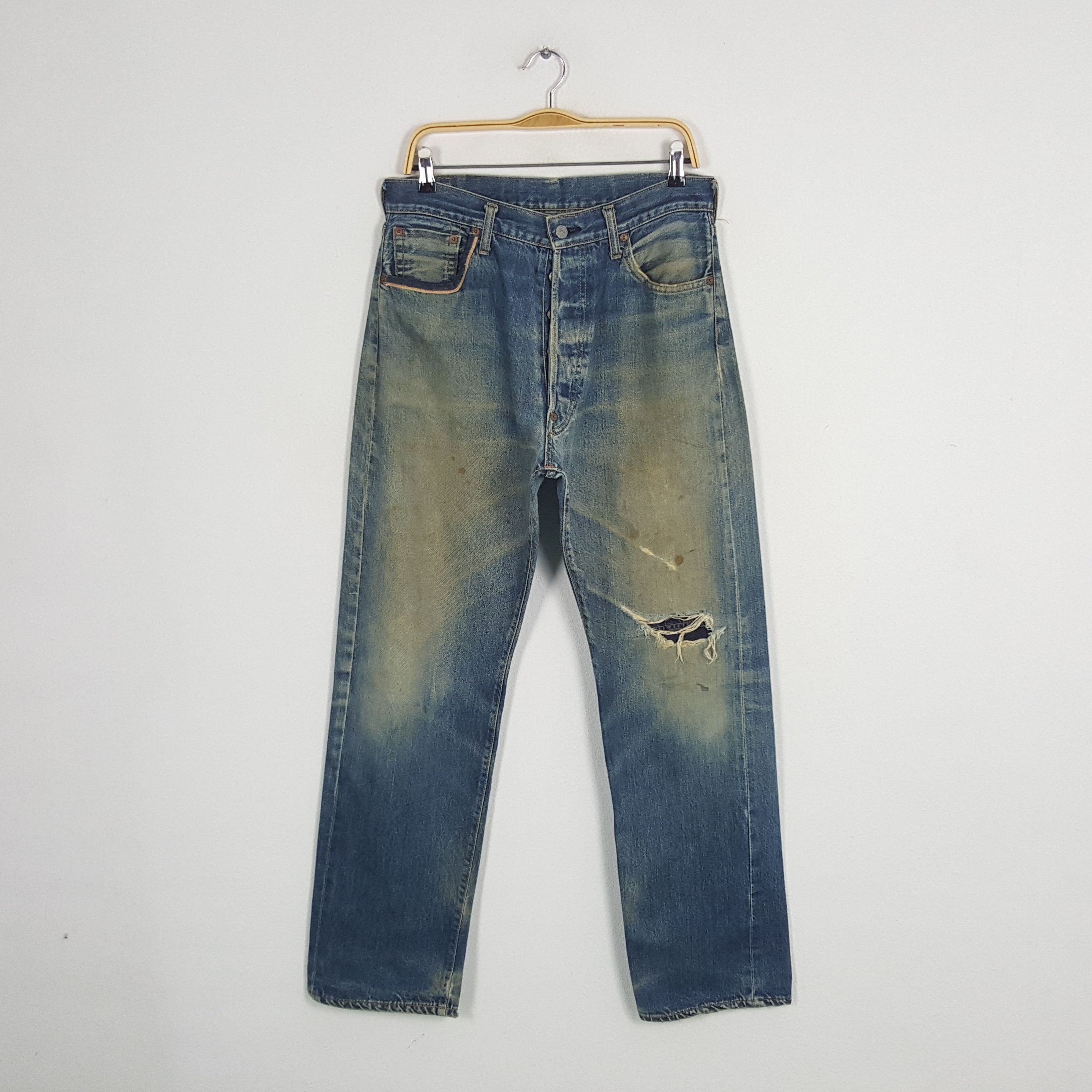 Japanese Brand × Vintage Vintage Evis Japanese Brand Daicocok Custom Art Denim Jeans Size US 31 - 4 Thumbnail