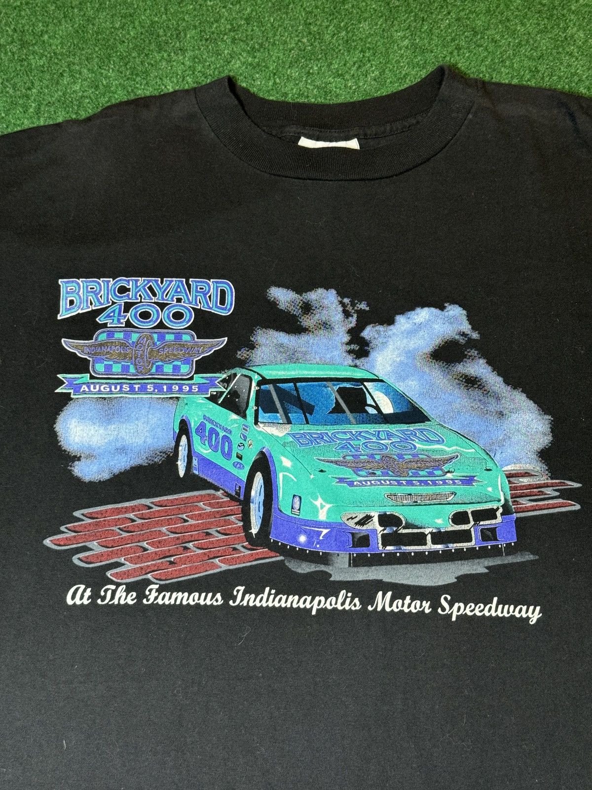Logo Athletic × NASCAR × Vintage Vtg 90s Brickyard 400 Indianapolis Logo Athletic T Shirt Size US XL / EU 56 / 4 - 2 Thumbnail
