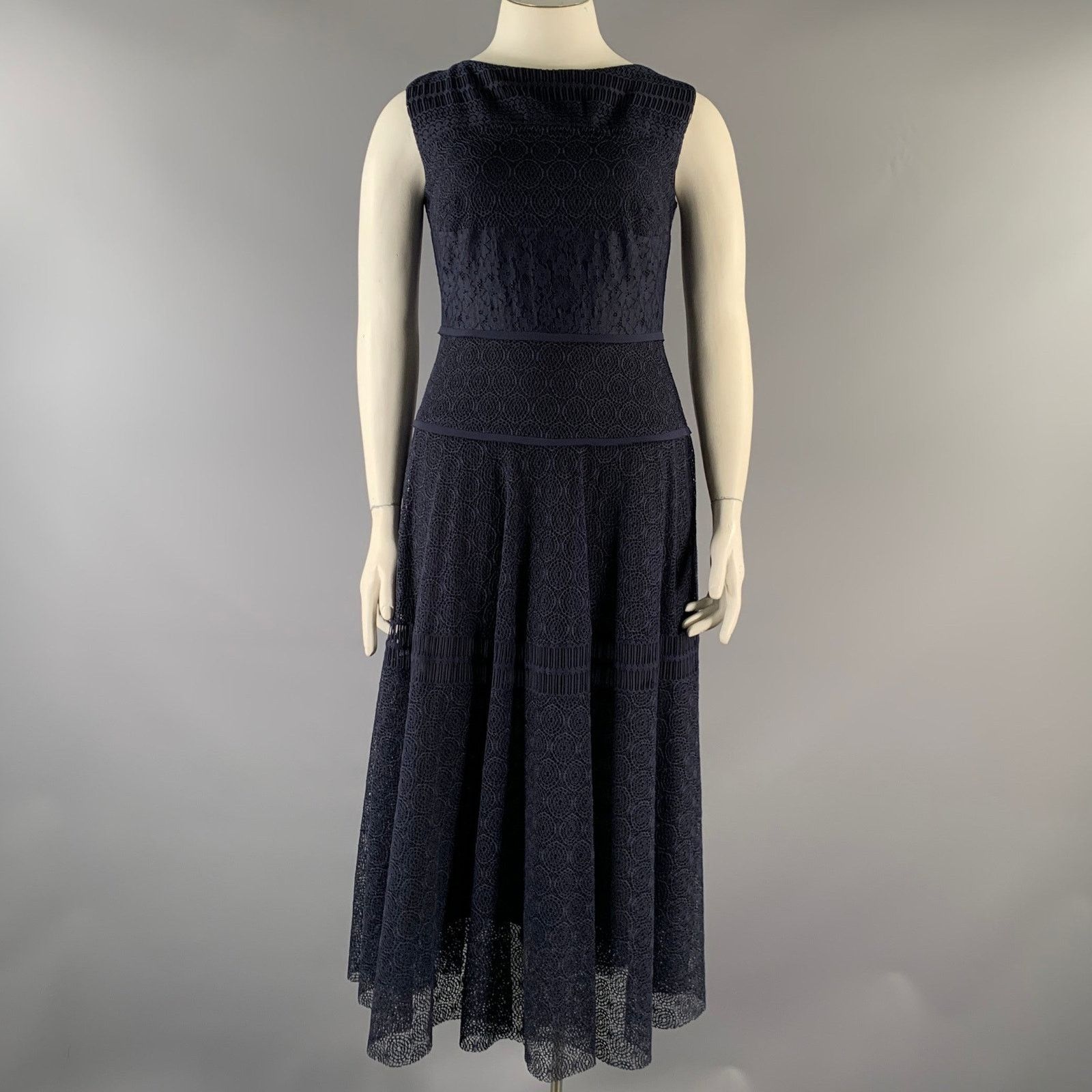 Other TALBOT RUNHOF Navy Cotton Blend Scoop Neck Midi Dress Size XL / US 12-14 / IT 48-50 - 1 Thumbnail