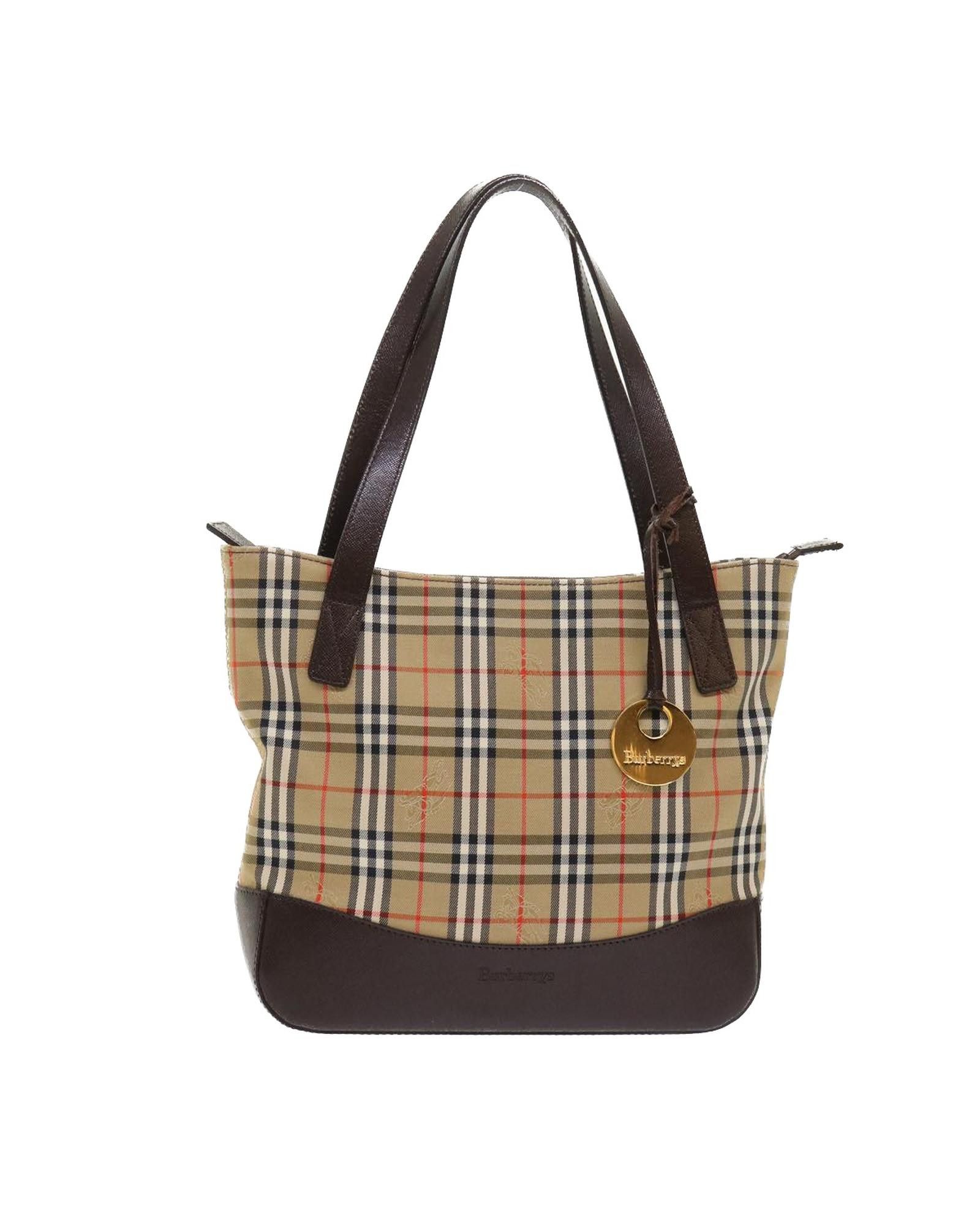 image of Burberry Beige Nylon Leather Hand Bag, Women's