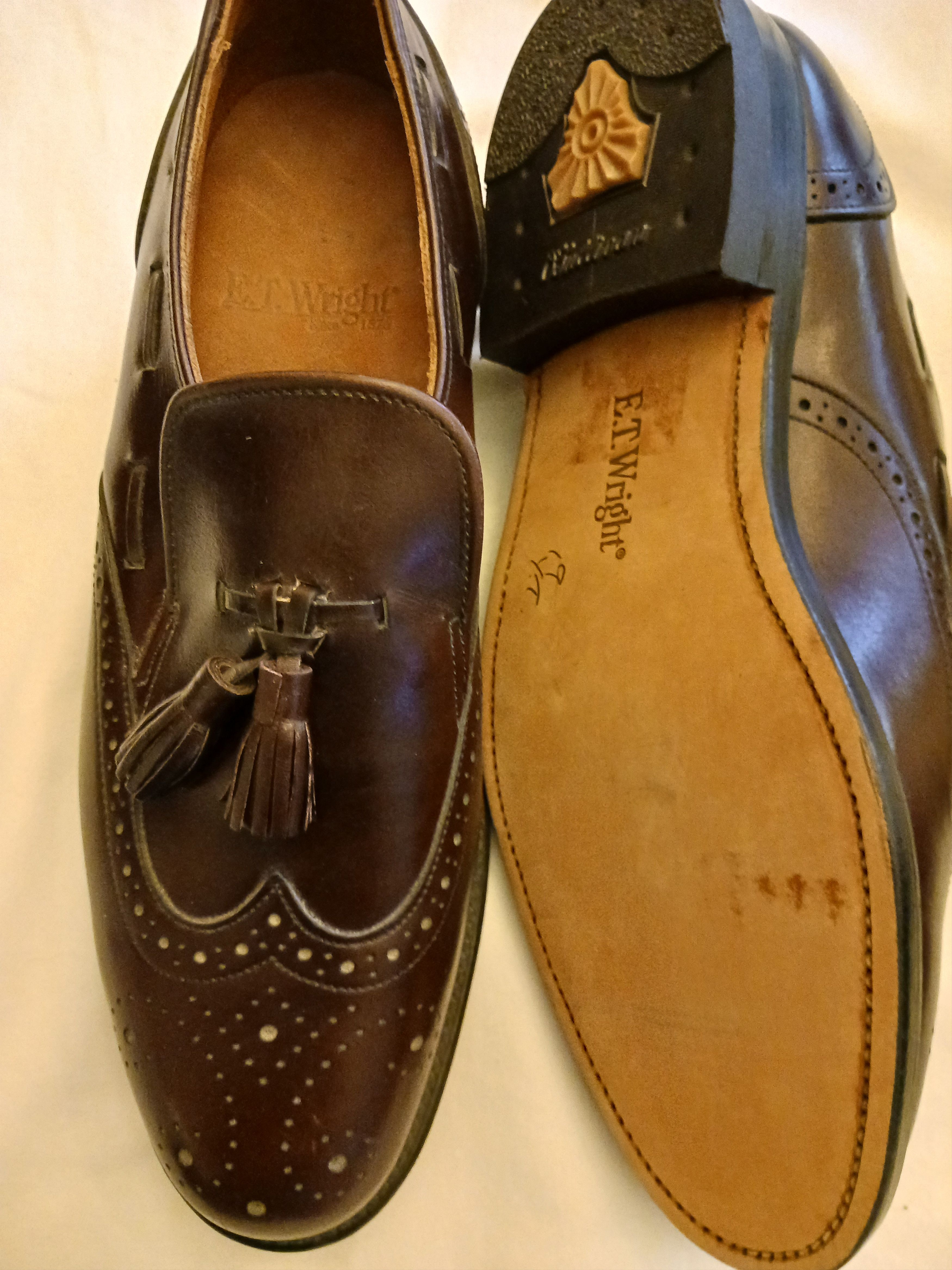 E.T. Wright 100% Leather Wingtip Tasseled Slip-On Oxford Shoes Size US 8 / EU 41 - 4 Thumbnail