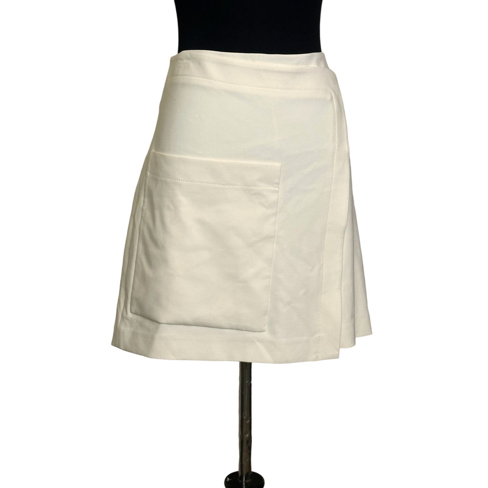 Halston Heritage Halston Heritage Ivory Large Pocket Detail Mini Skirt 12 Size 34" / US 12 / IT 48 - 8 Thumbnail