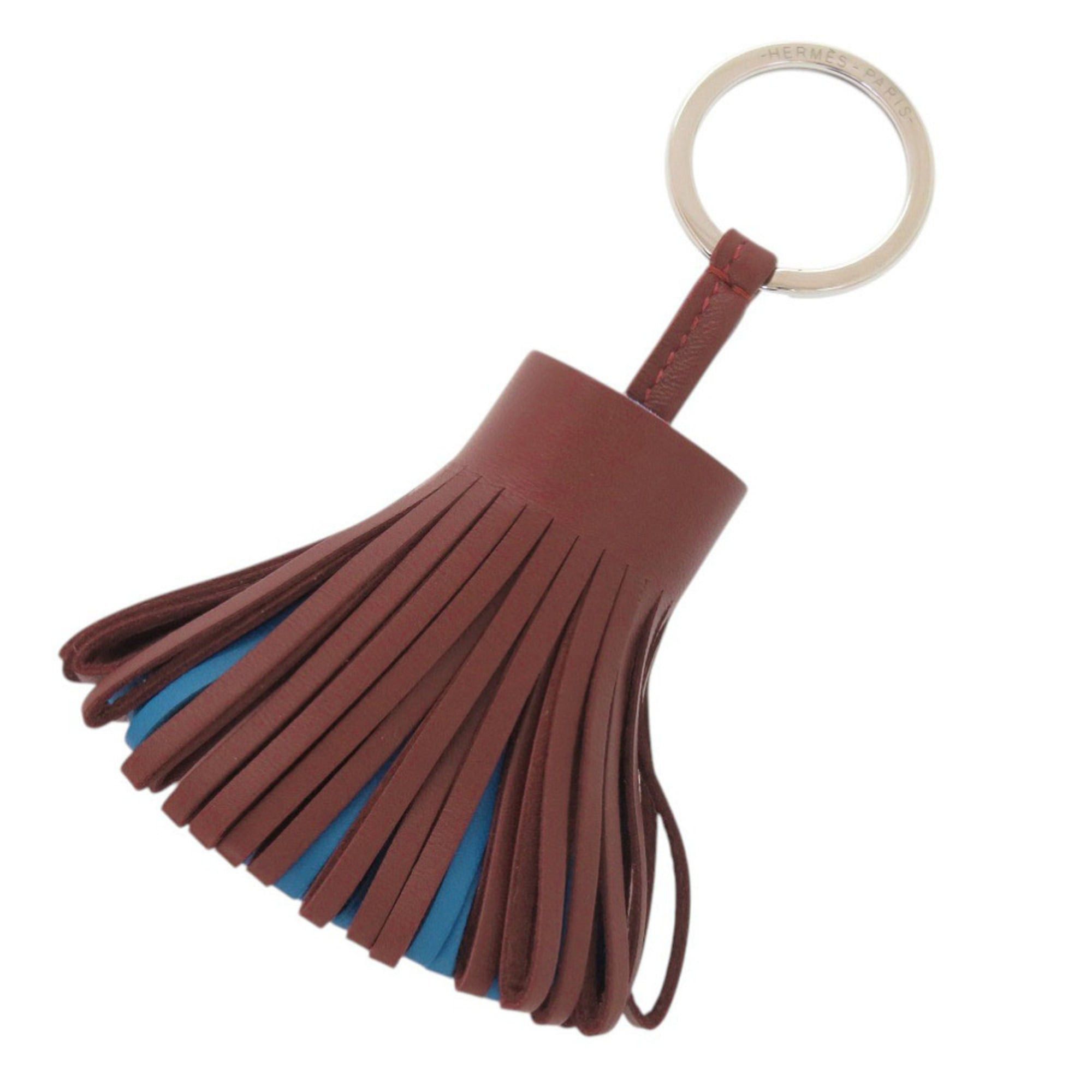 Hermes Like New Hermes Carmen Fringe Agneau Milo Rouge H Blue Zanzibar Rose Sakura W Stamp (2024) Keychain Accessory Bag Charm 0277HERMES Size ONE SIZE - 1 Thumbnail