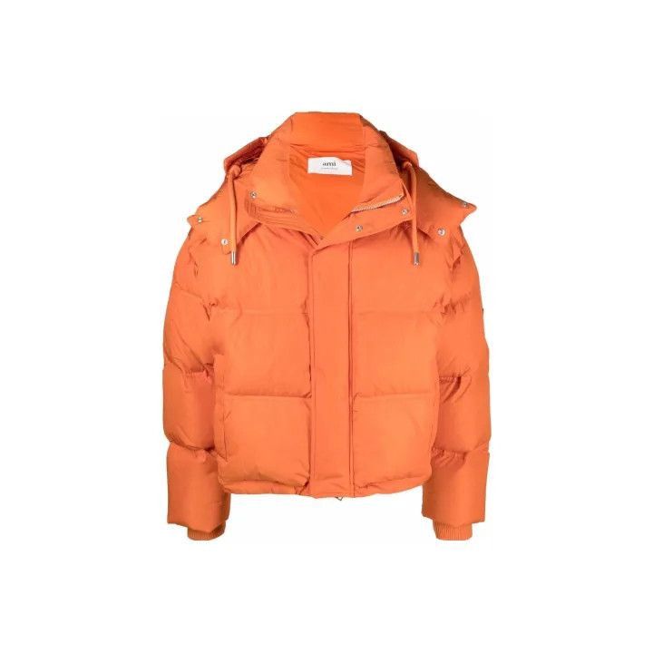 AMI AMIPARIS Orange Hooded Short Puffer Jacket -2507 Size US L / EU 52-54 / 3 - 1 Thumbnail
