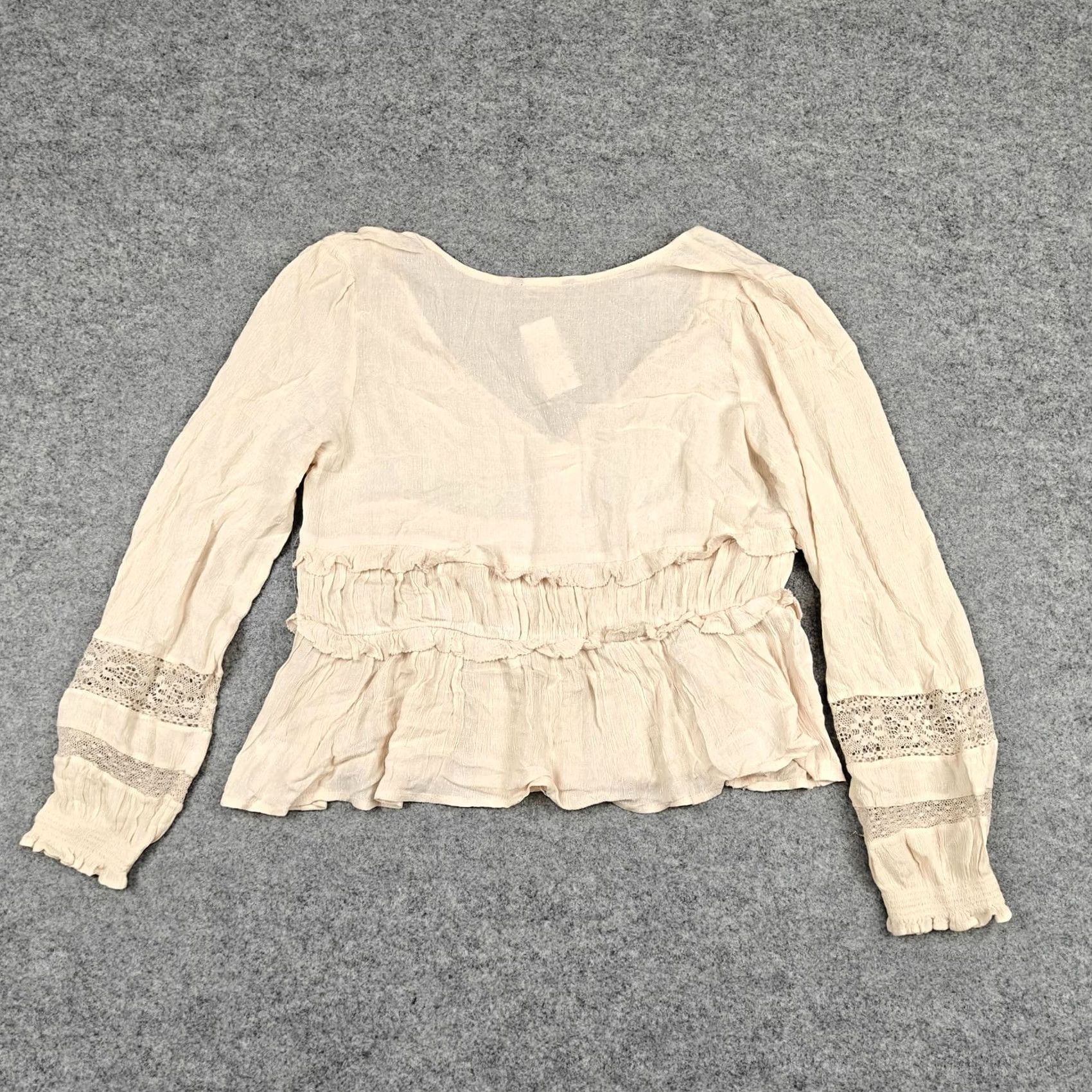 American Eagle Outfitters American Eagle Outfitters Blouse Womens Medium White Boho Peplum Tunic Top Lace Size M / US 6-8 / IT 42-44 - 5 Thumbnail