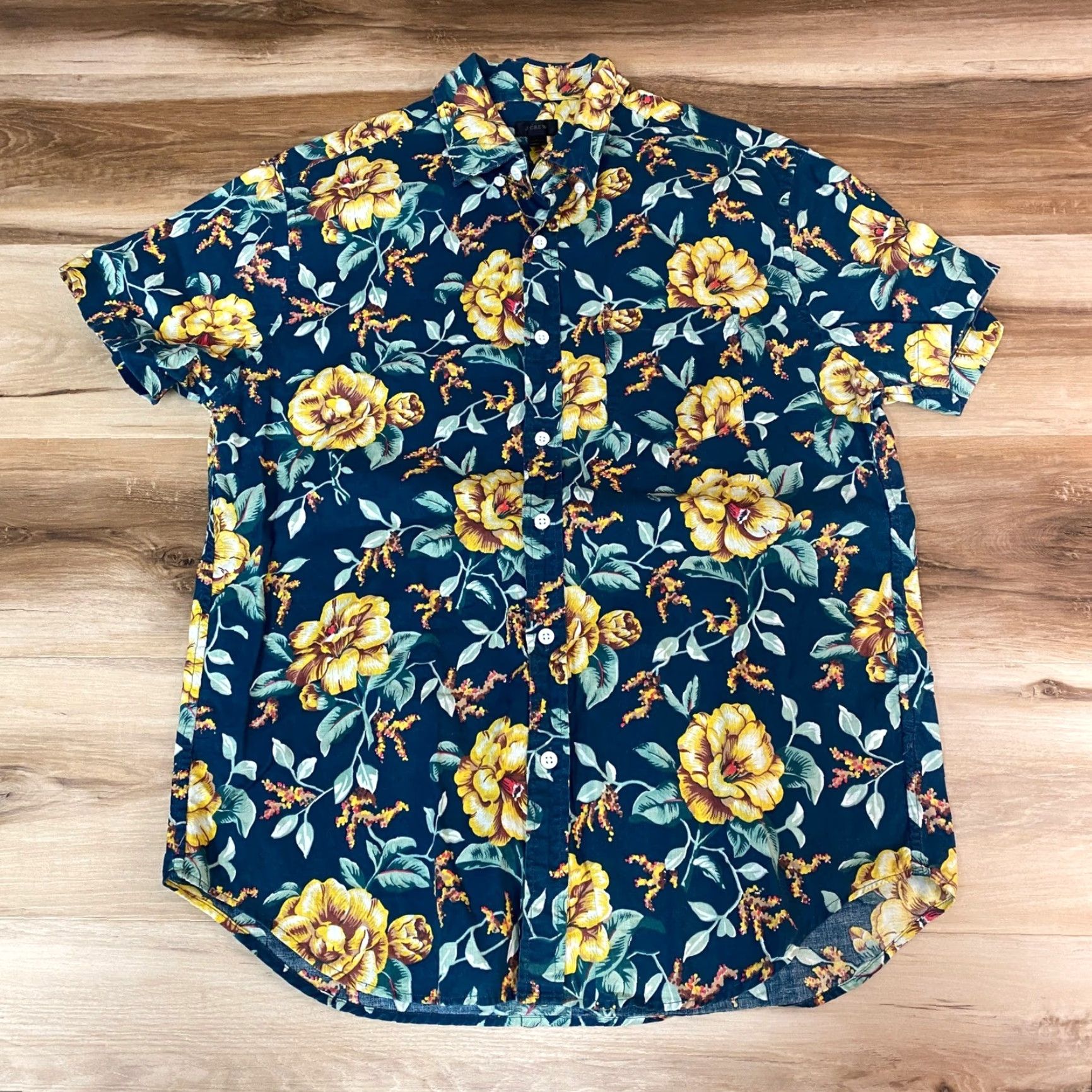 J.Crew J. Crew Shirt Mens Medium Short Sleeve Button-Down Floral Print Green Yellow Size US M / EU 48-50 / 2 - 2 Thumbnail