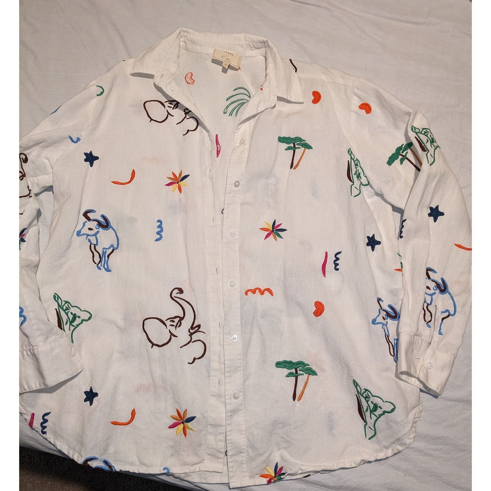 Sezane Sezane MARZIA SHIRT G.KERO linen animals print multicolor pi Size M / US 6-8 / IT 42-44 - 2 Thumbnail