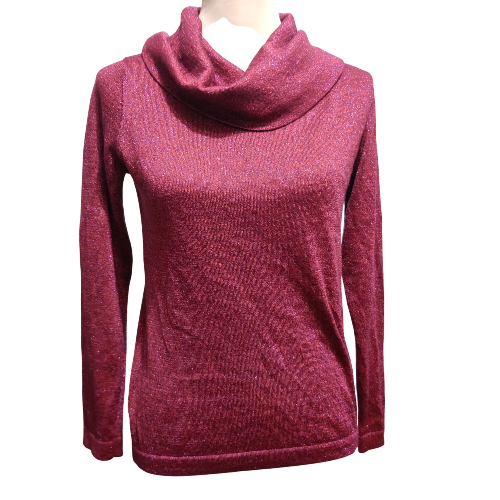 Coldwater Creek Coldwater Creek PS Red Purple Shimmer Cowl Neck Sweater Peti Size S / US 4 / IT 40 - 1 Thumbnail
