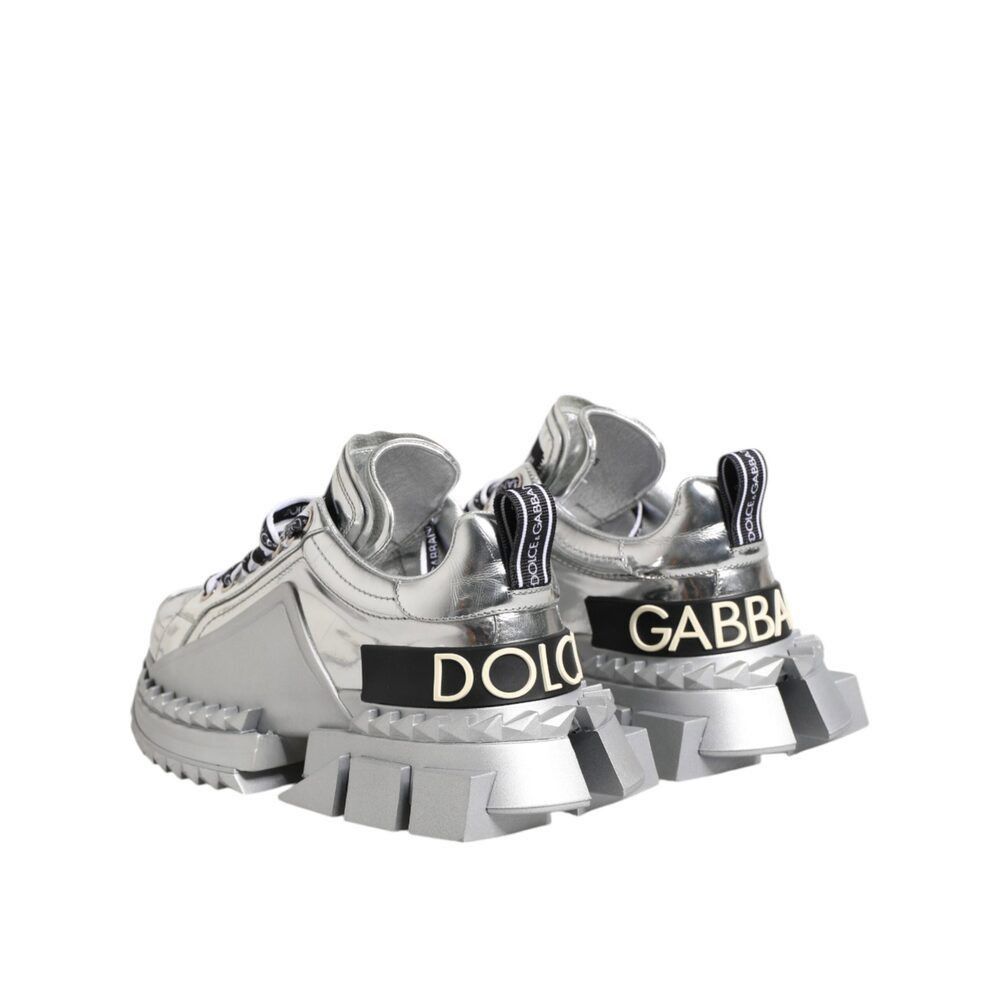 Dolce & Gabbana Dolce & Gabbana Silver Leather Super Queen Sneakers Shoes Size US 5 / IT 35 - 5 Thumbnail