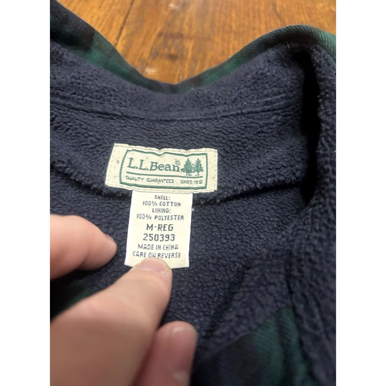 Vintage L.L. Bean Mens Fleece Lined Flannel Shirt Jacket Green Blue Plaid M Reg Button-Up Heavyweight Size US M / EU 48-50 / 2 - 2 Thumbnail