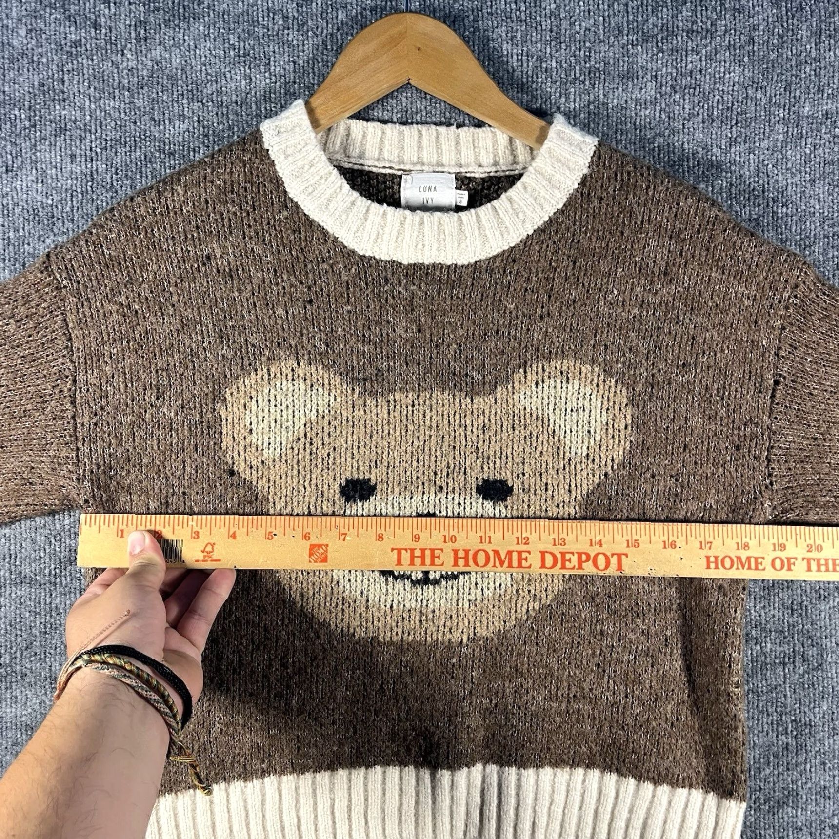Anthropologie LUNA IVY Puff Sleeve Oversized Sweater Casual Knit Womens S Brown Teddy Bear Size S / US 4 / IT 40 - 5 Thumbnail