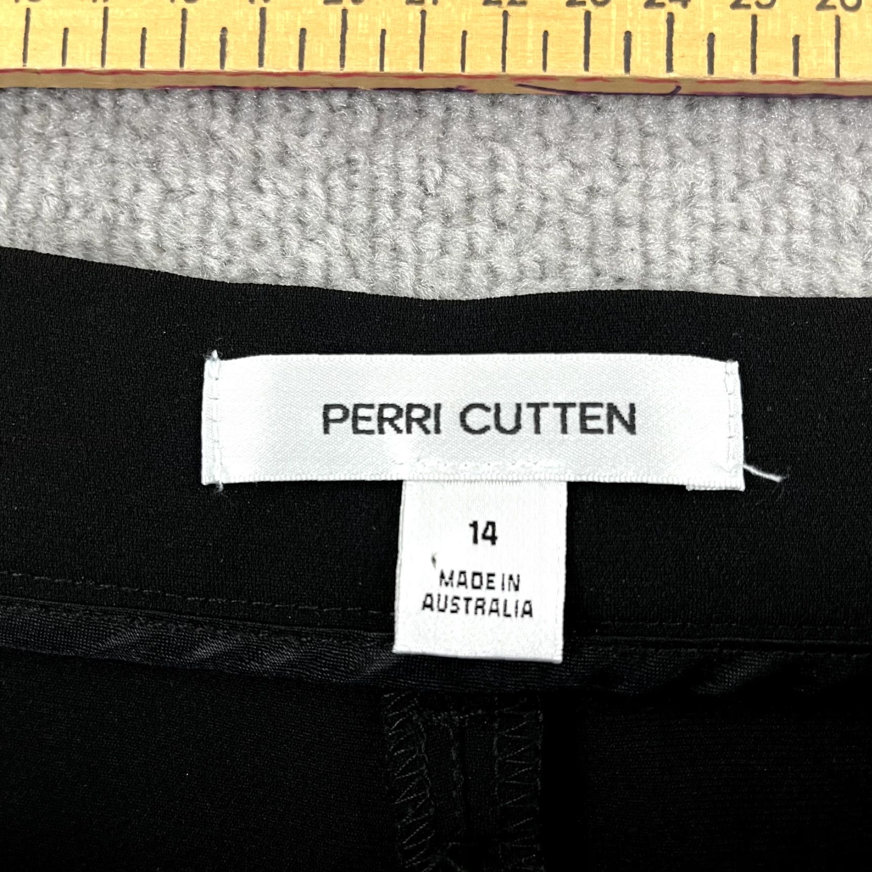 Vintage PERRI CUTTEN Pants Womens Size 14 Black Wide-Leg Career Trousers Tie Waist Pleat Size 36" / US 14 / IT 50 - 2 Thumbnail