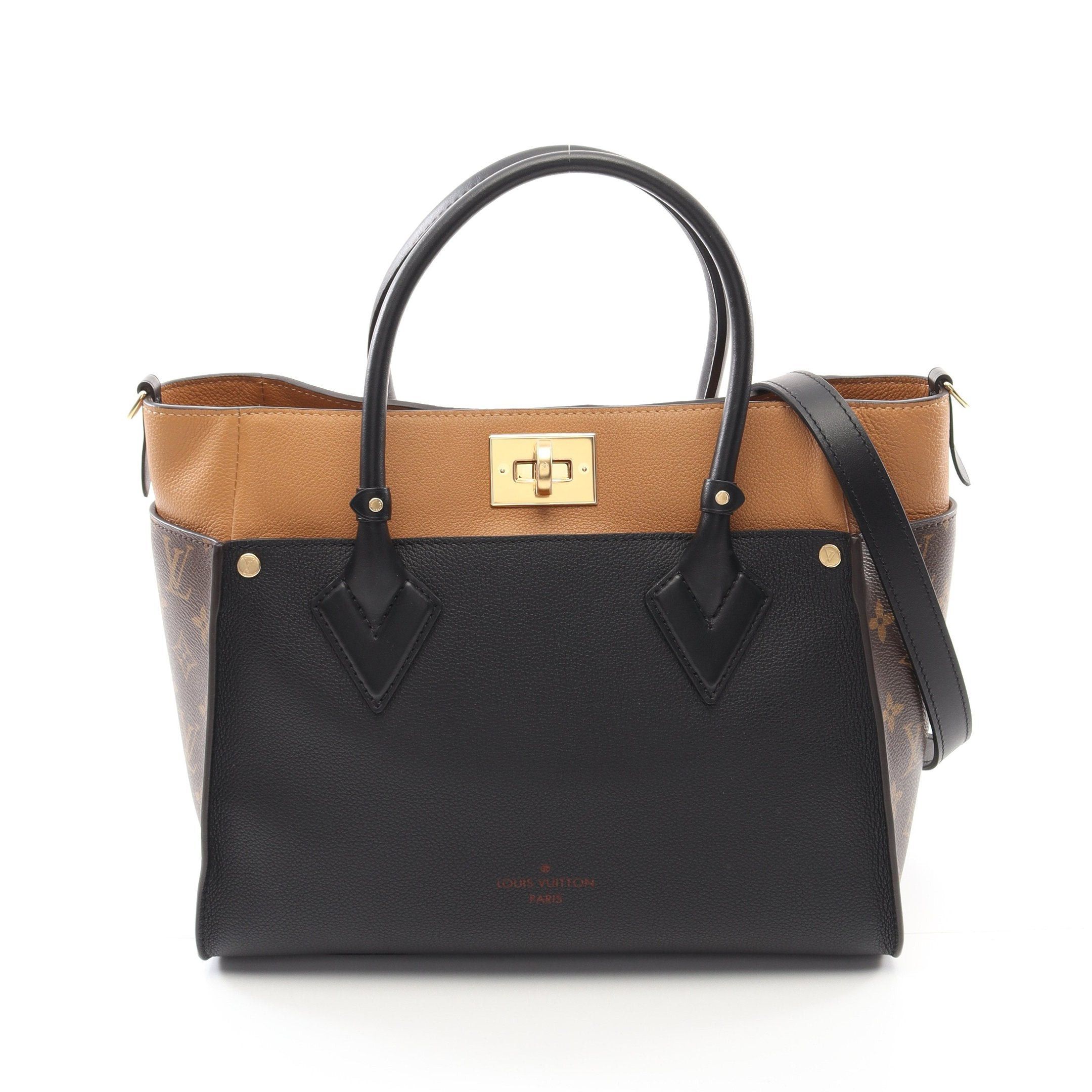 Louis Vuitton Louis Vuitton On My Side Mm Monogram Noir Handbag Leather Black Brown Light Size ONE SIZE - 1 Thumbnail