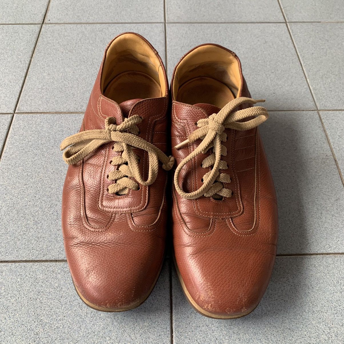 RARE Vintage Burberry Deep Dark Red Leather Unisex Sneakers